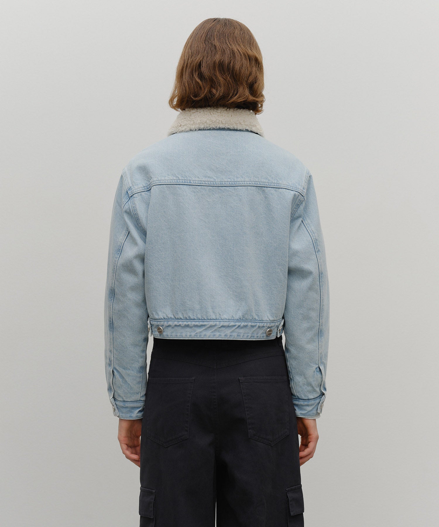Marithe & Francois Girbaud - Crop Shearling Denim Jacket (Light Blue) product image 3 | TRAB K-Fashion Australia
