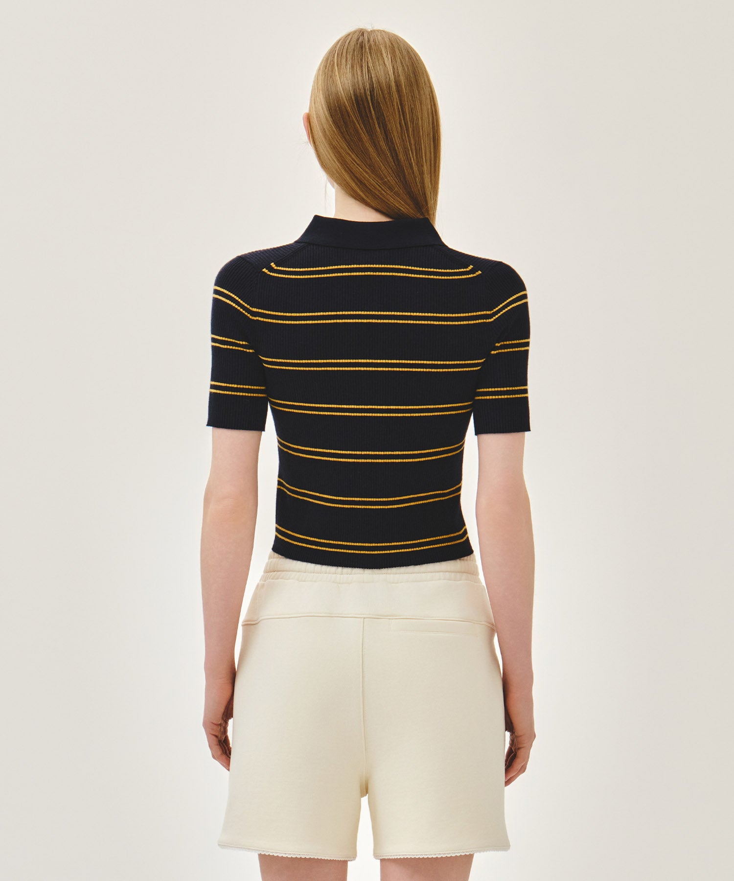 Marithe & Francois Girbaud - Stripe Half Zip Up Slim Knit (Navy) product image 3 | TRAB K-Fashion Australia