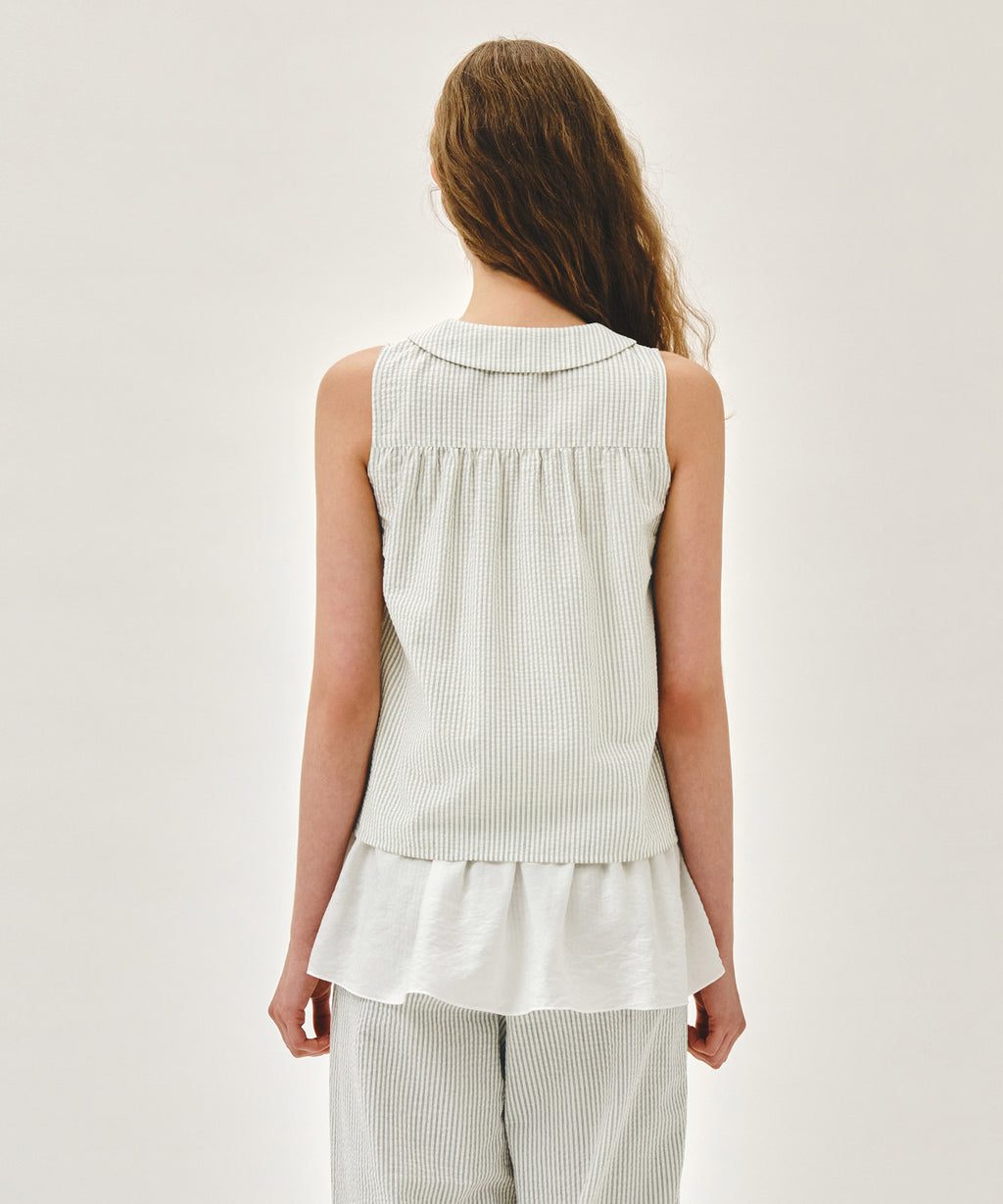 Marithe & Francois Girbaud - Round Collar Sleeveless Blouse (Ivory) product image 6 | TRAB K-Fashion Australia