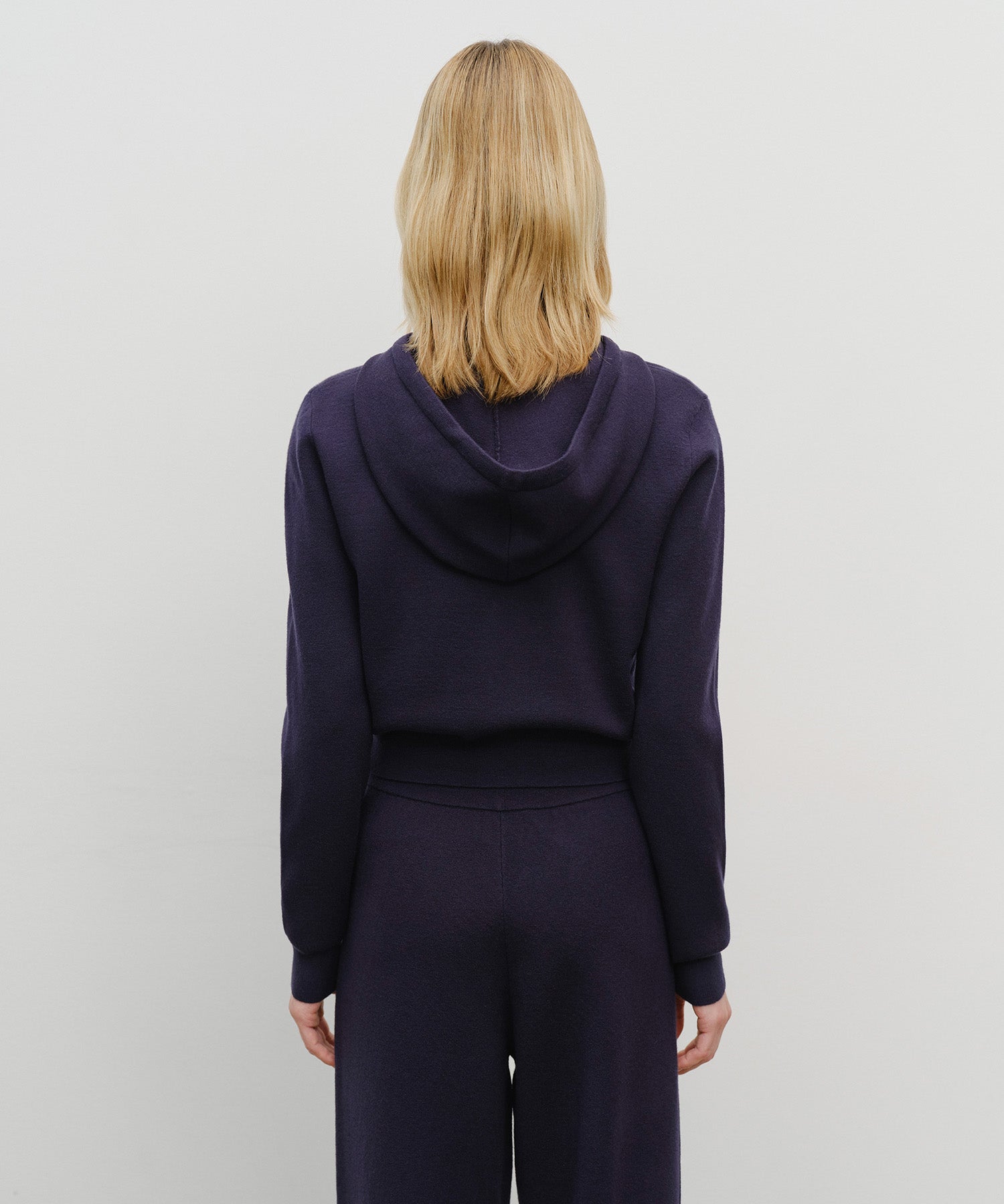 Marithe & Francois Girbaud - Classic Logo Crop Knit Hoodie Zipup (Navy) product image 3 | TRAB K-Fashion Australia