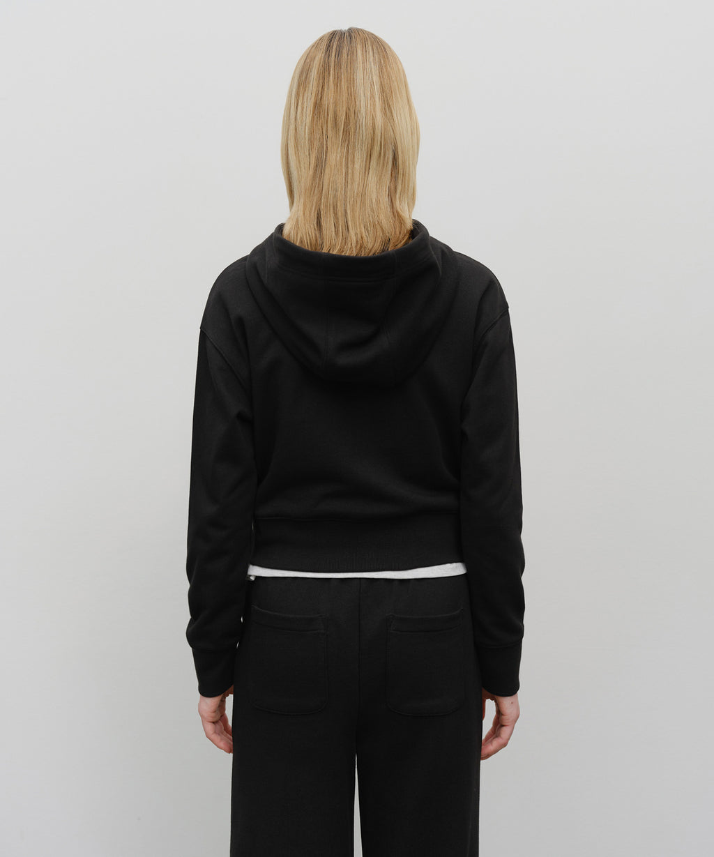 Marithe & Francois Girbaud - Embroidery Classic Logo Crop Hoodie Zipup (Black) product image 3 | TRAB K-Fashion Australia