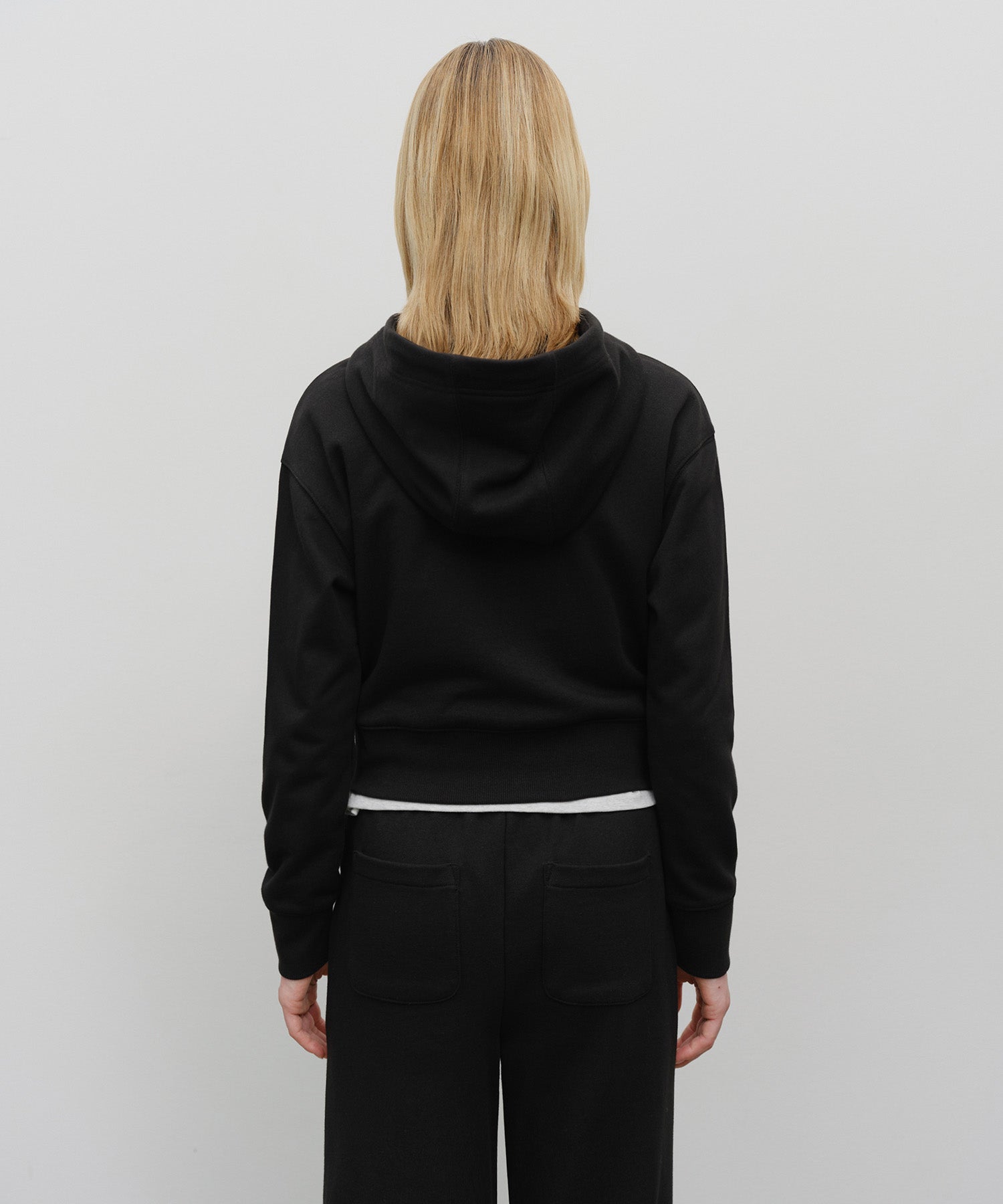 Marithe & Francois Girbaud - Embroidery Classic Logo Crop Hoodie Zipup (Black) product image 3 | TRAB K-Fashion Australia
