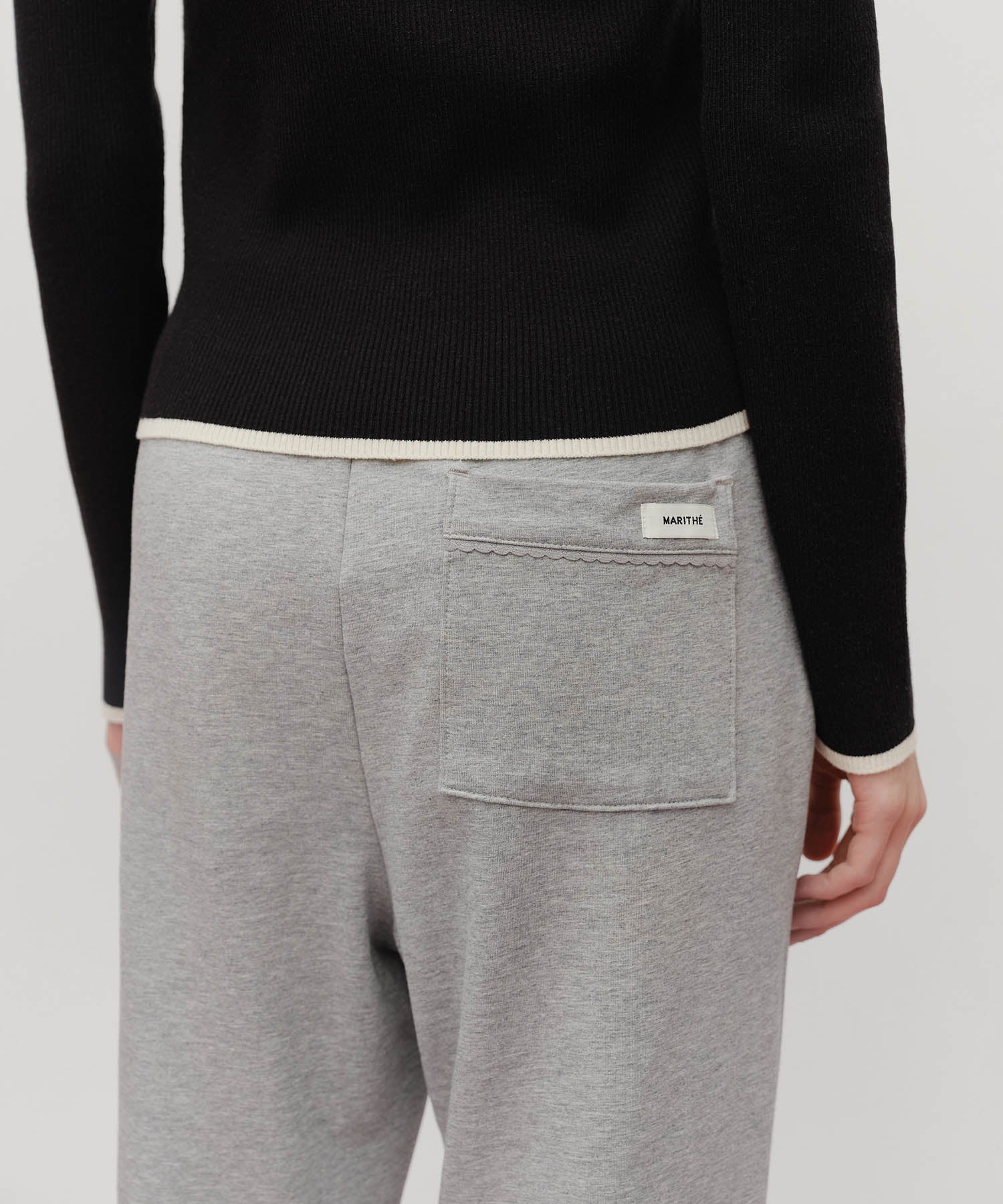 Marithe & Francois Girbaud - Lace Point Boots Cut Sweat Pants (Heather Gray) product image 3 | TRAB K-Fashion Australia