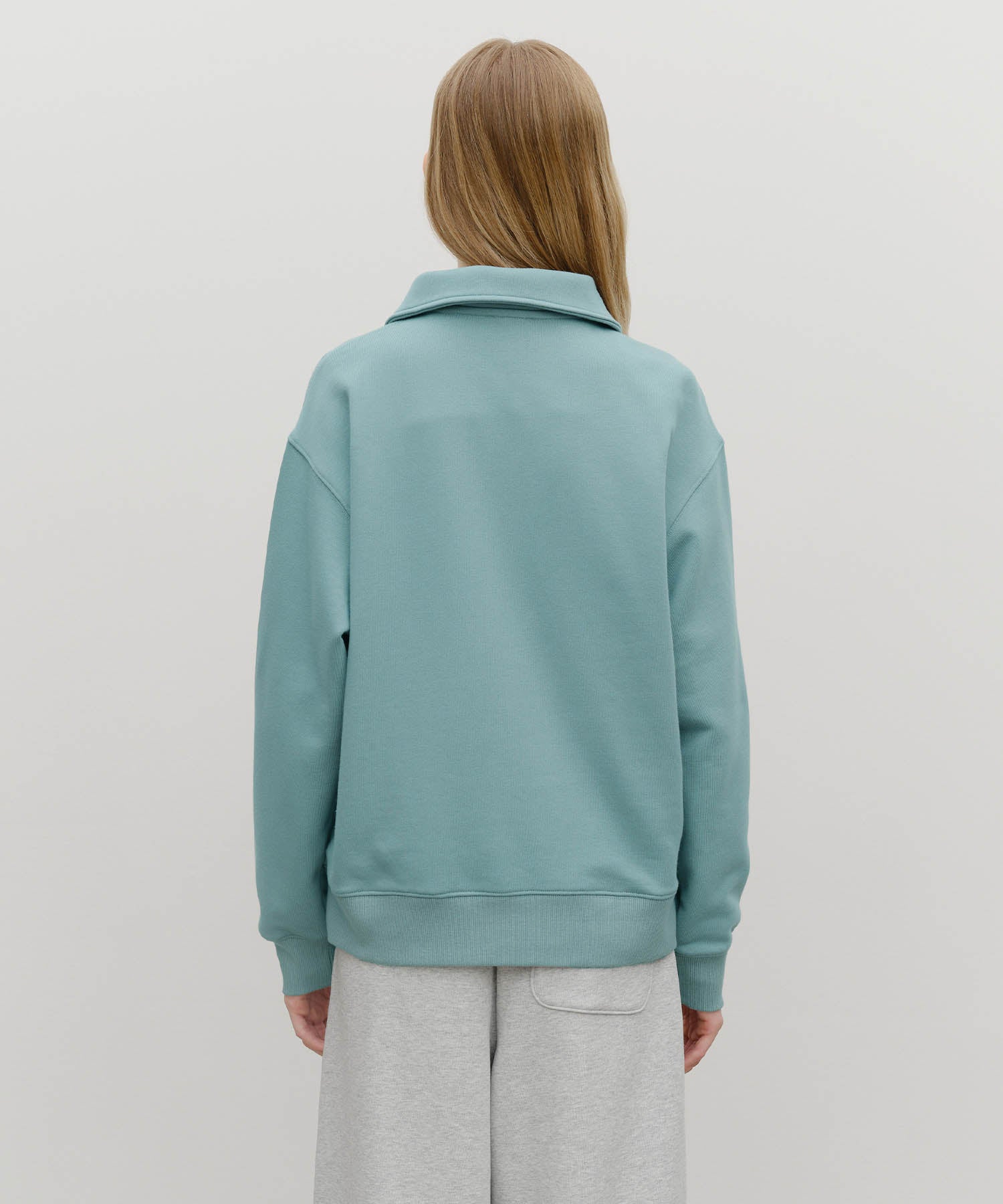 Marithe & Francois Girbaud - Classic Logo Half Zipup Sweatshirt (Mint Gray) product image 3 | TRAB K-Fashion Australia