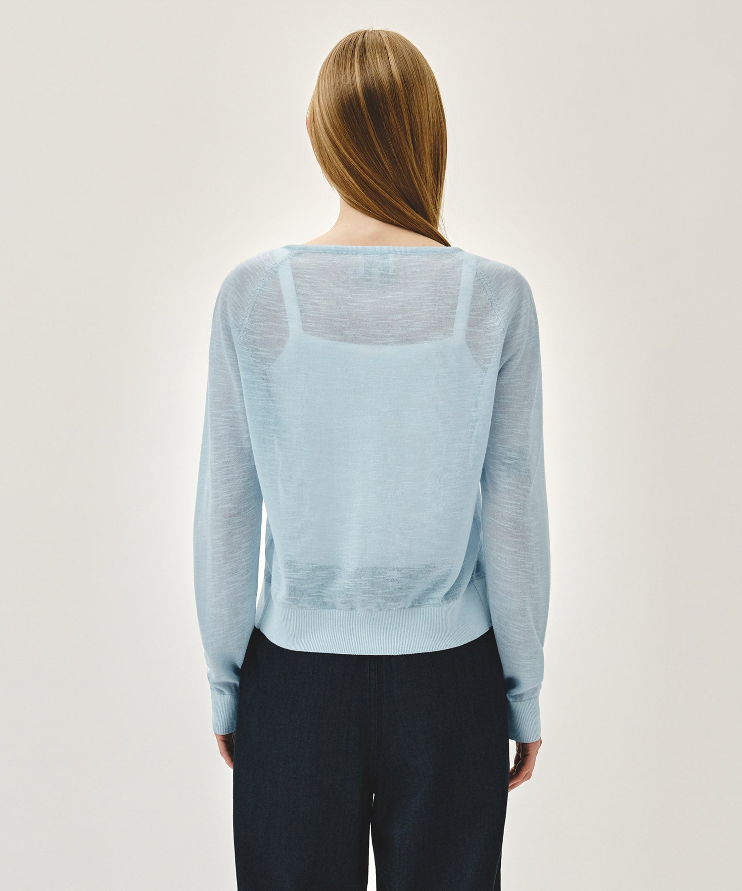 Marithe & Francois Girbaud - Sheer Knit Cardigan (Sky Blue) product image 3 | TRAB K-Fashion Australia