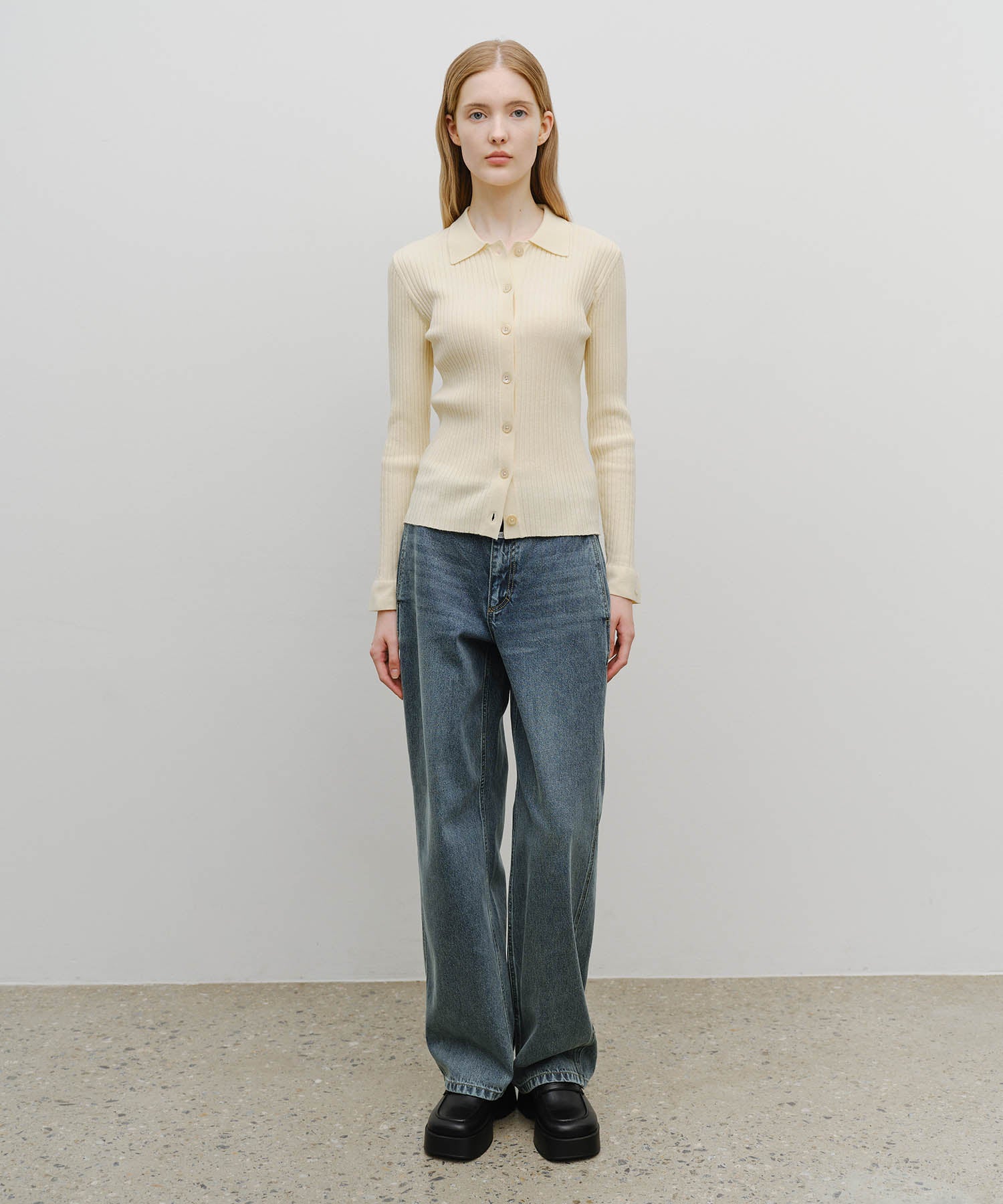 Marithe & Francois Girbaud - Wide Balloon Fit Denim Pants (Ash Blue) product image 3 | TRAB K-Fashion Australia