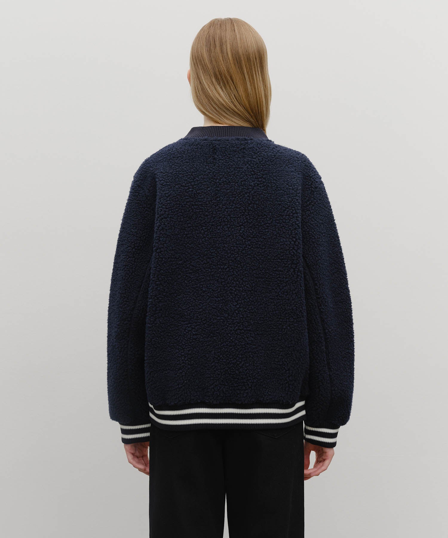 Marithe & Francois Girbaud - Fleece Varsity Jacket (Navy) product image 3 | TRAB K-Fashion Australia