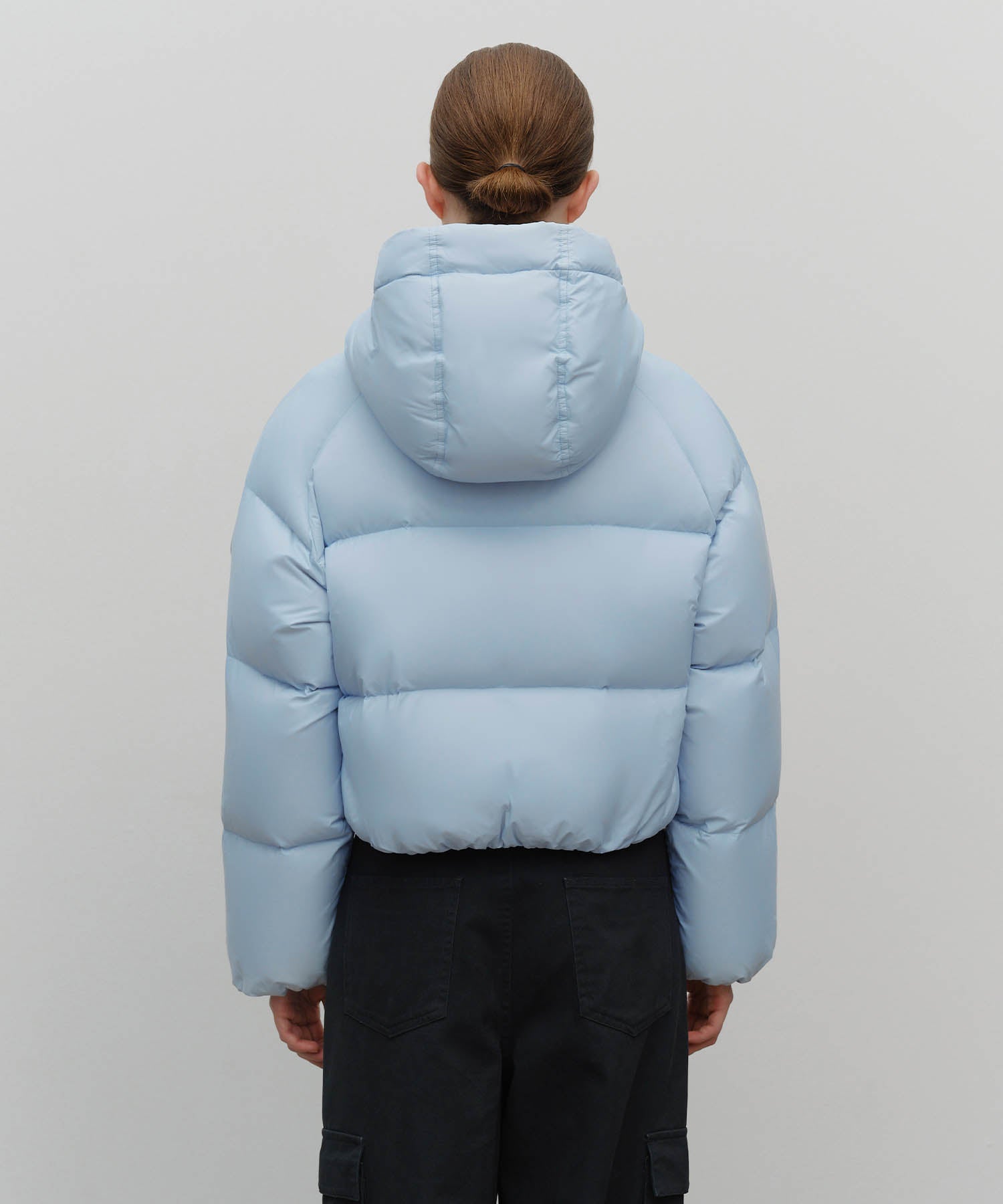 Marithe & Francois Girbaud - Regular Logo Hooded Crop Down Jacket (Light Blue) product image 7 | TRAB K-Fashion Australia