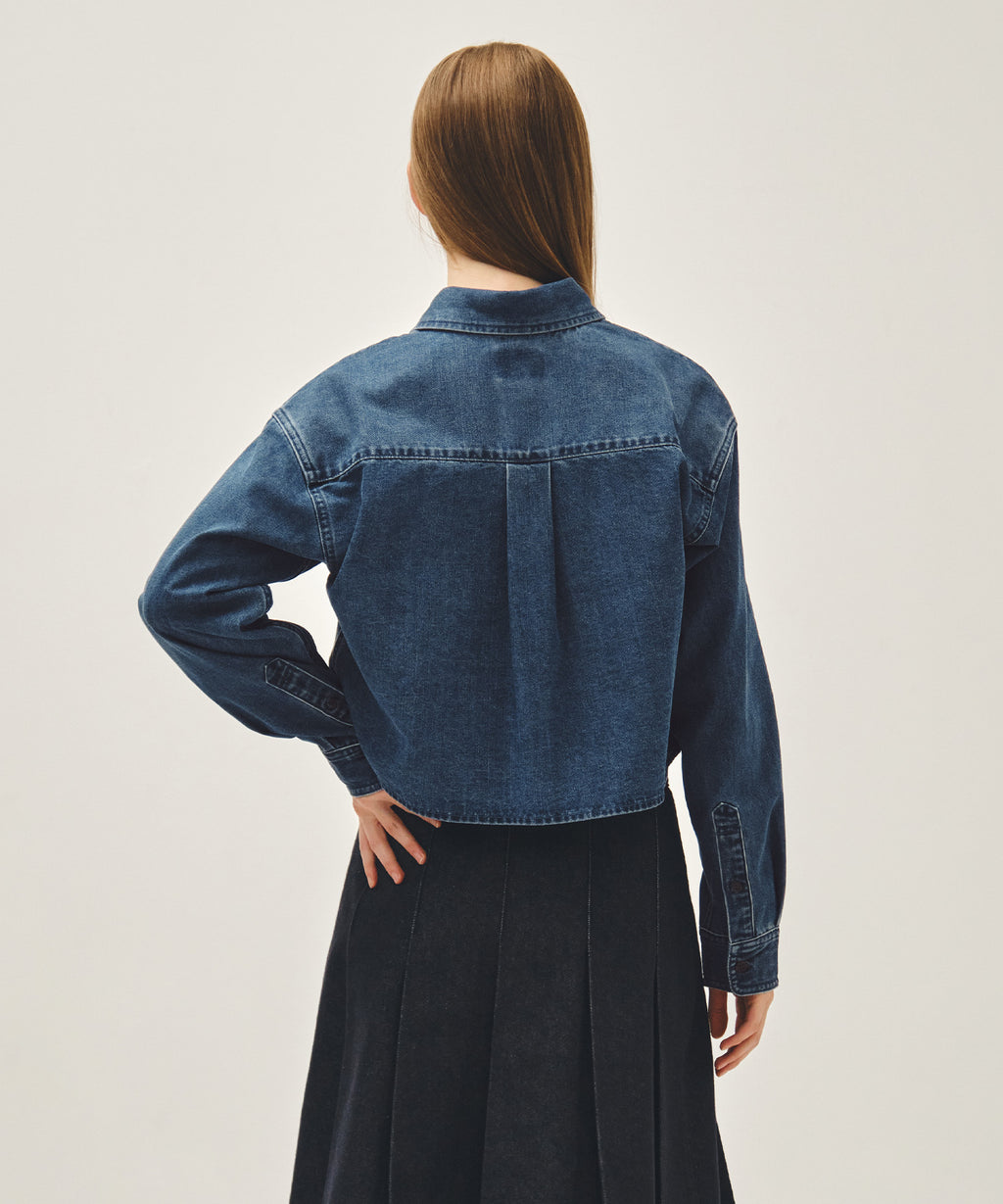 Marithe & Francois Girbaud - Crop Denim Shirt (Blue) product image 3 | TRAB K-Fashion Australia