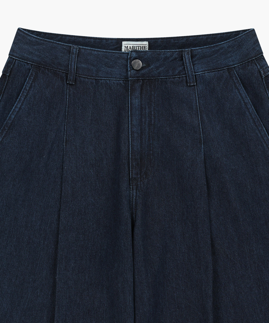 Marithe & Francois Girbaud - Wide Fit Tuck Denim Pants (Indigo) product image 3 | TRAB K-Fashion Australia