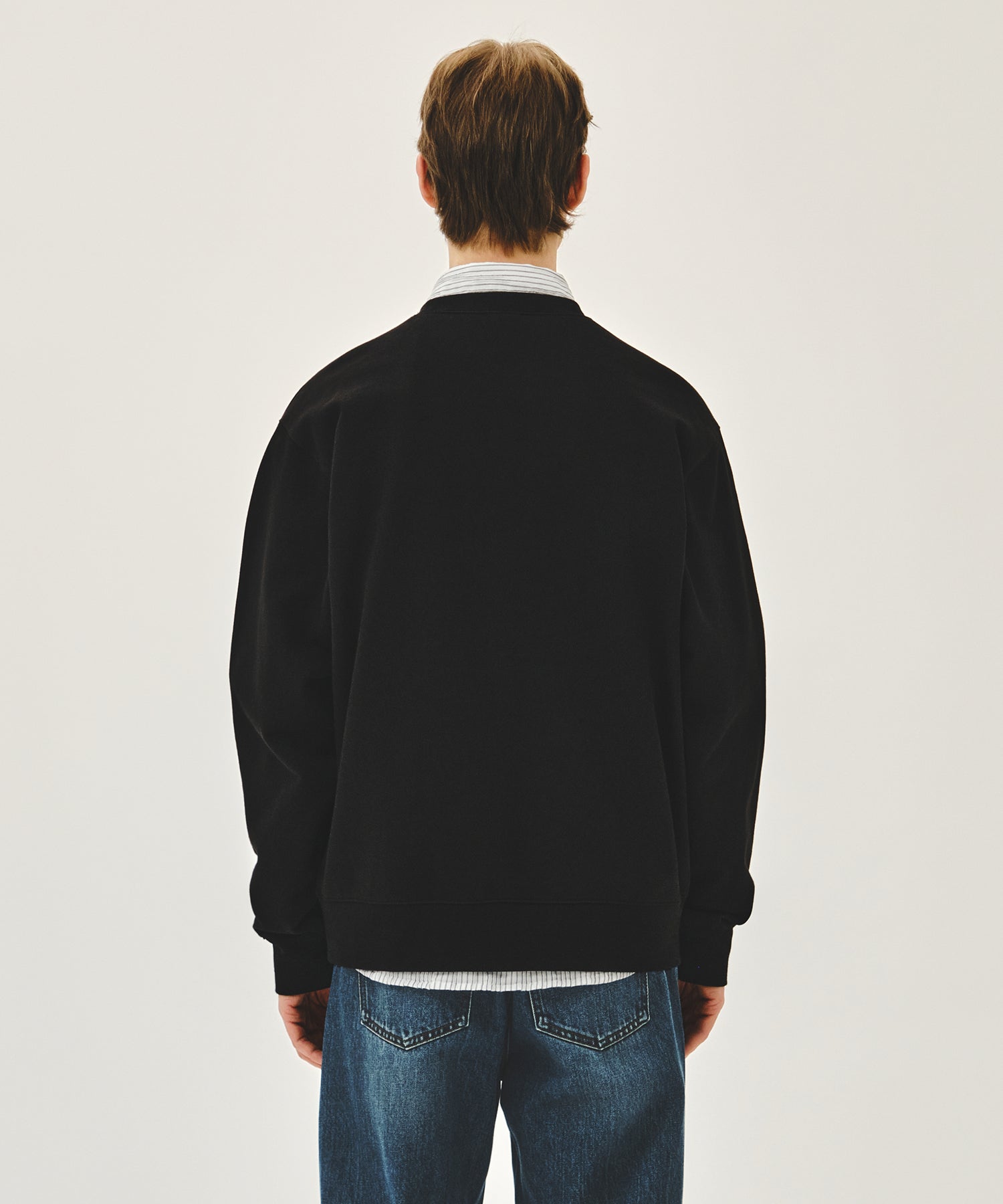 Marithe & Francois Girbaud - Classic Logo Embroidery Sweatshirt (Black Black) product image 3 | TRAB K-Fashion Australia