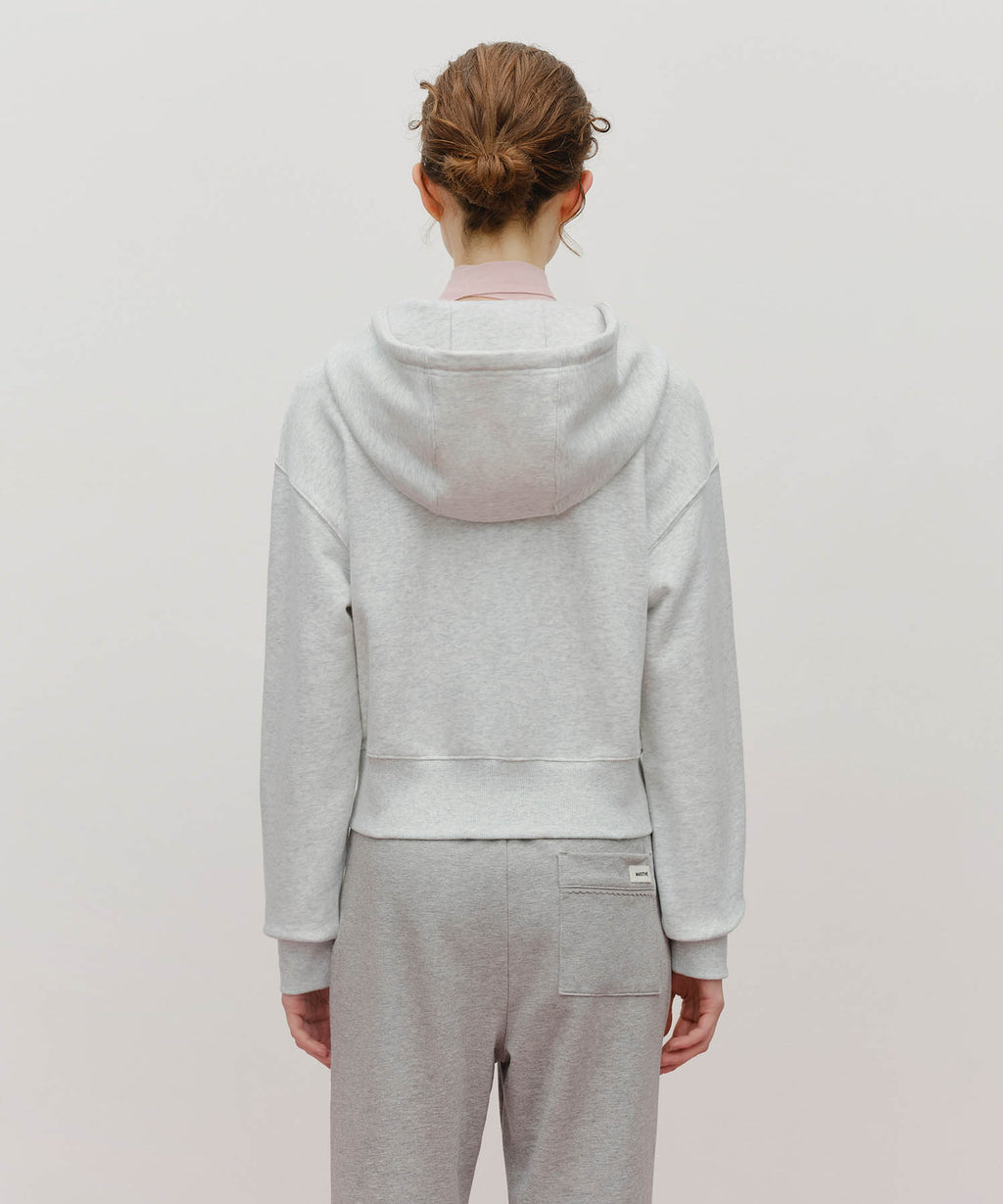 Marithe & Francois Girbaud - Lace Applique Crop Hoodie Zipup (Light Heather Gray) product image 3 | TRAB K-Fashion Australia