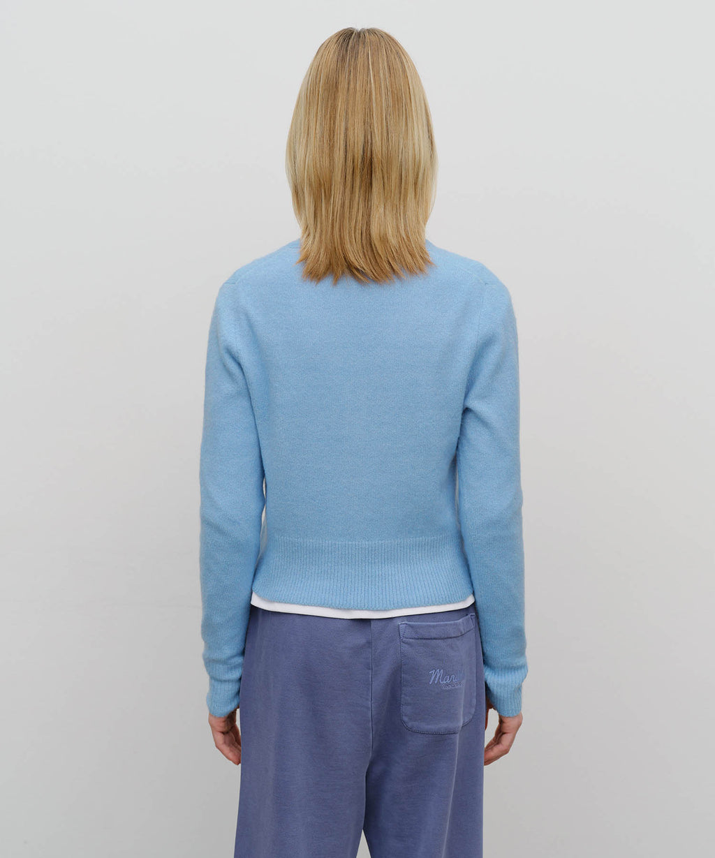 Marithe & Francois Girbaud - V-neck Crop Cardigan (Sky Blue) product image 3 | TRAB K-Fashion Australia