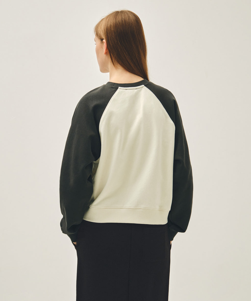 Marithe & Francois Girbaud - Block Classic Logo Raglan Crop Sweatshirt (Charcoal) product image 3 | TRAB K-Fashion Australia