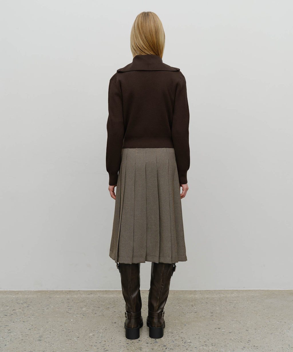 Marithe & Francois Girbaud - Big Collar Zip-up Cardigan (Brown) product image 3 | TRAB K-Fashion Australia