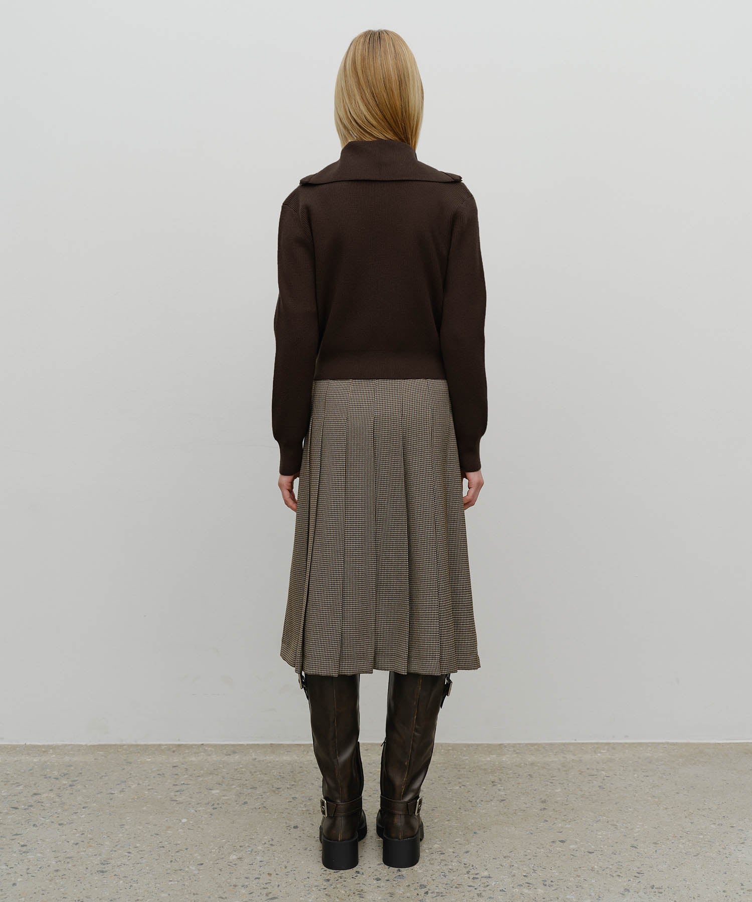 Marithe & Francois Girbaud - Big Collar Zip-up Cardigan (Brown) product image 3 | TRAB K-Fashion Australia