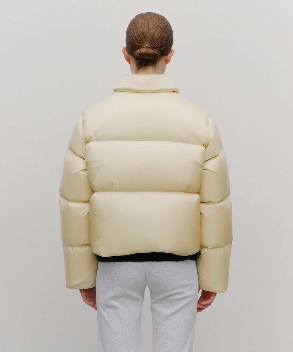 Marithe & Francois Girbaud - Collar Crop Down Jacket (Light Beige) product image 6 | TRAB K-Fashion Australia