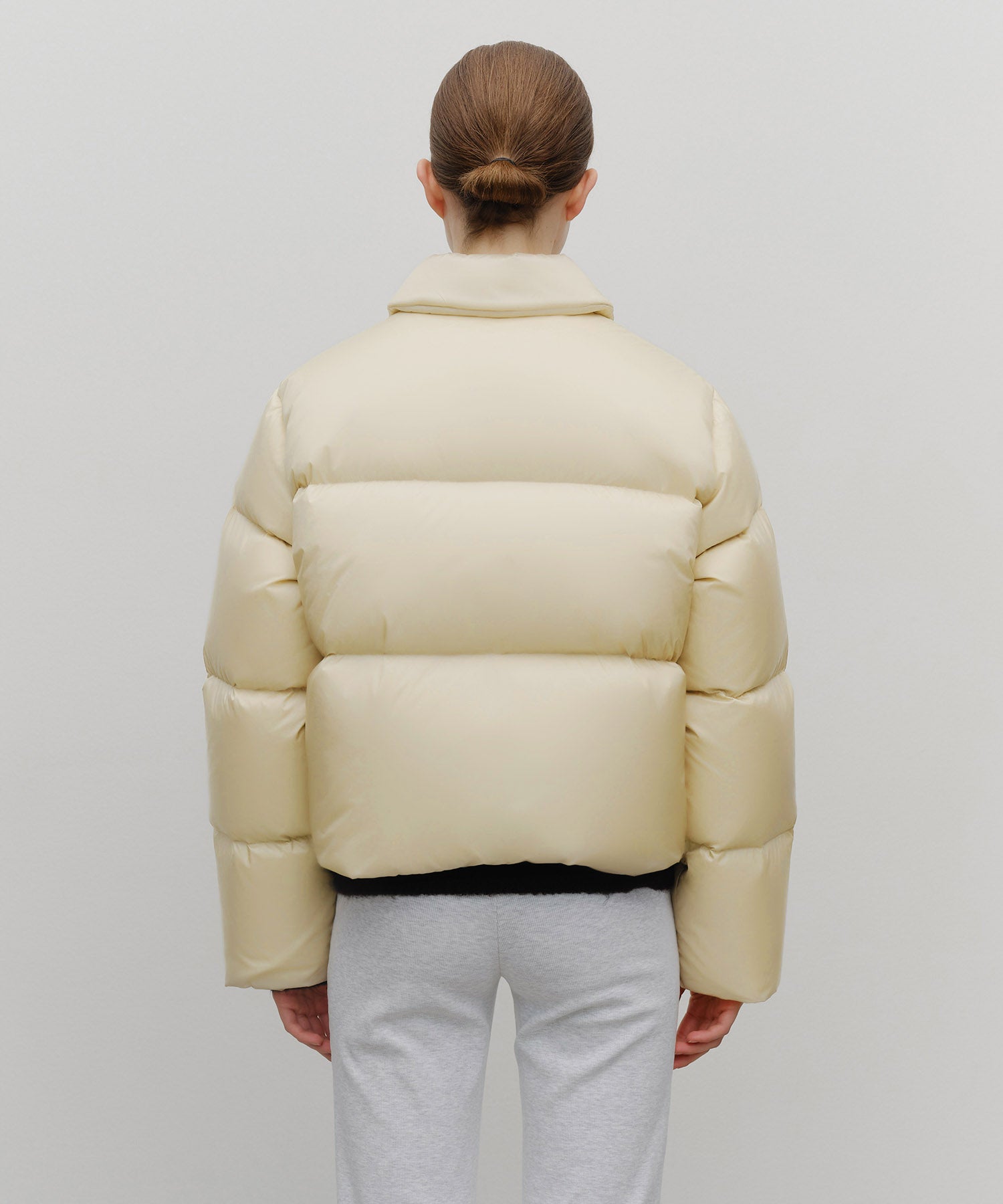 Marithe & Francois Girbaud - Collar Crop Down Jacket (Light Beige) product image 6 | TRAB K-Fashion Australia