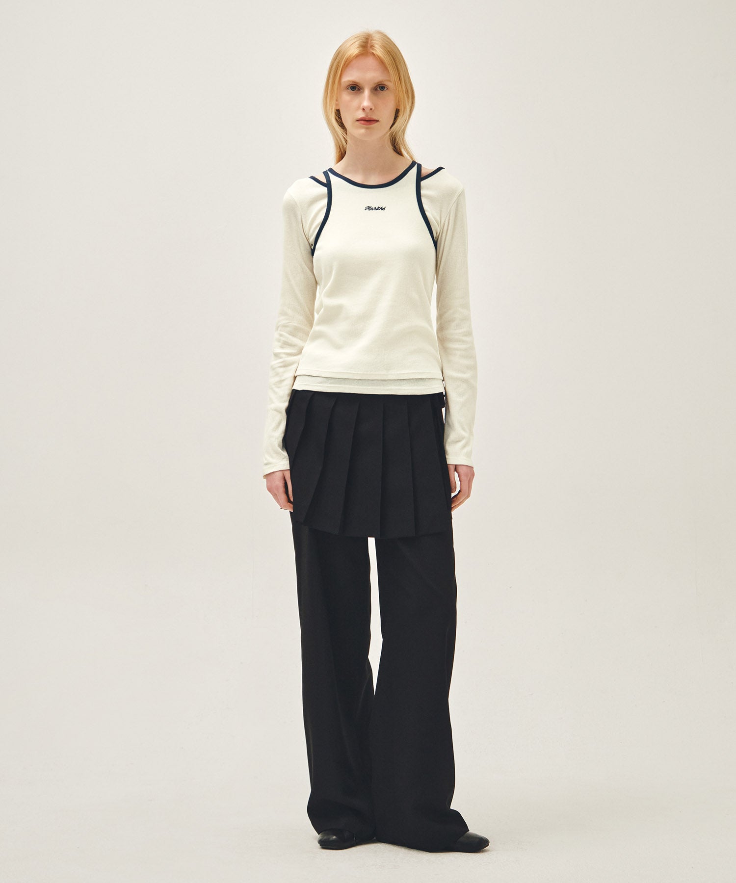 Marithe & Francois Girbaud - Layered Pleats Skirt Pants (Black) product image 3 | TRAB K-Fashion Australia