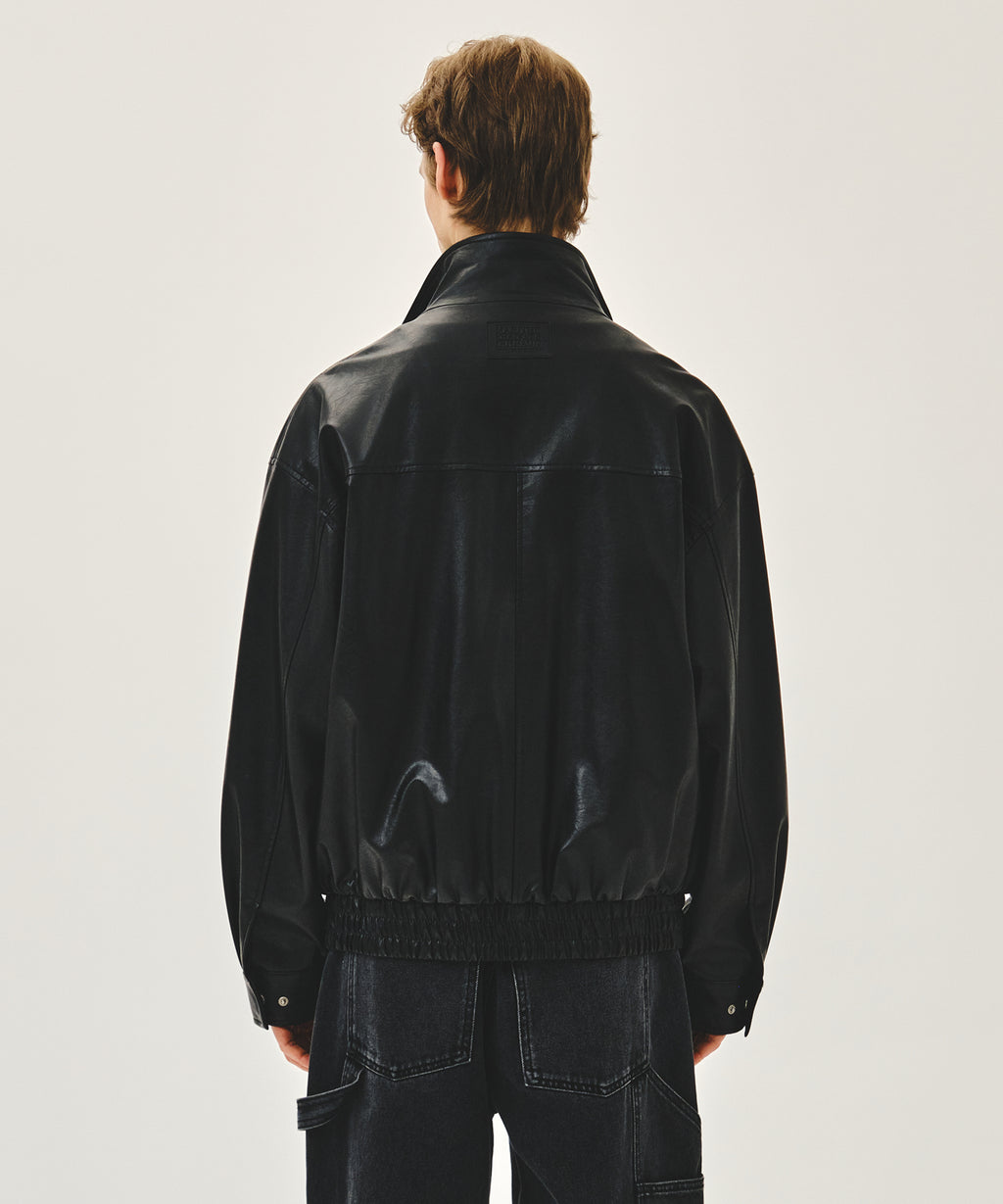 Marithe & Francois Girbaud - Faux Leather High Neck Jacket (Black) product image 3 | TRAB K-Fashion Australia