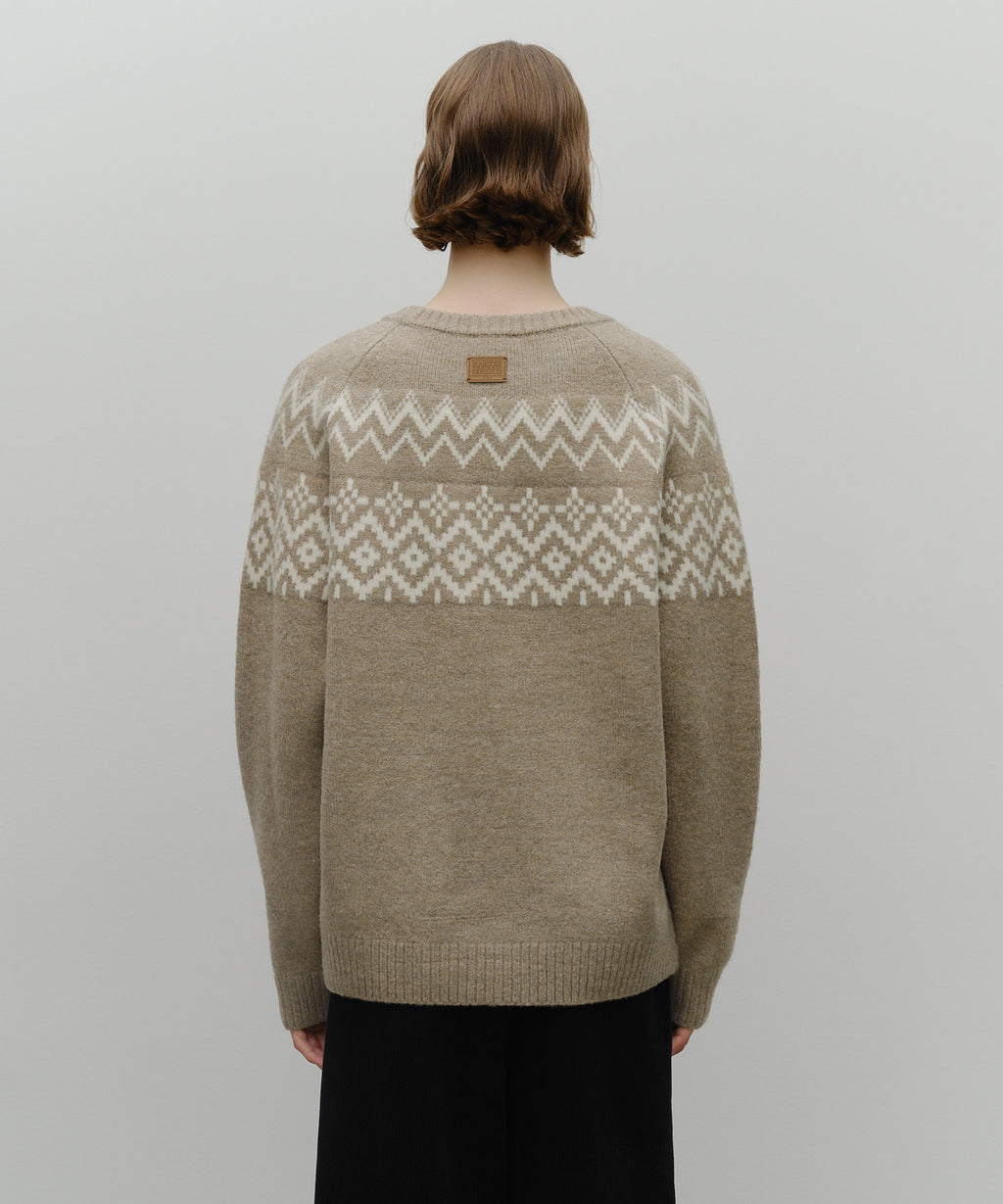 Marithe & Francois Girbaud - Fairisle Crew Neck Knit Pullover (Beige) product image 6 | TRAB K-Fashion Australia