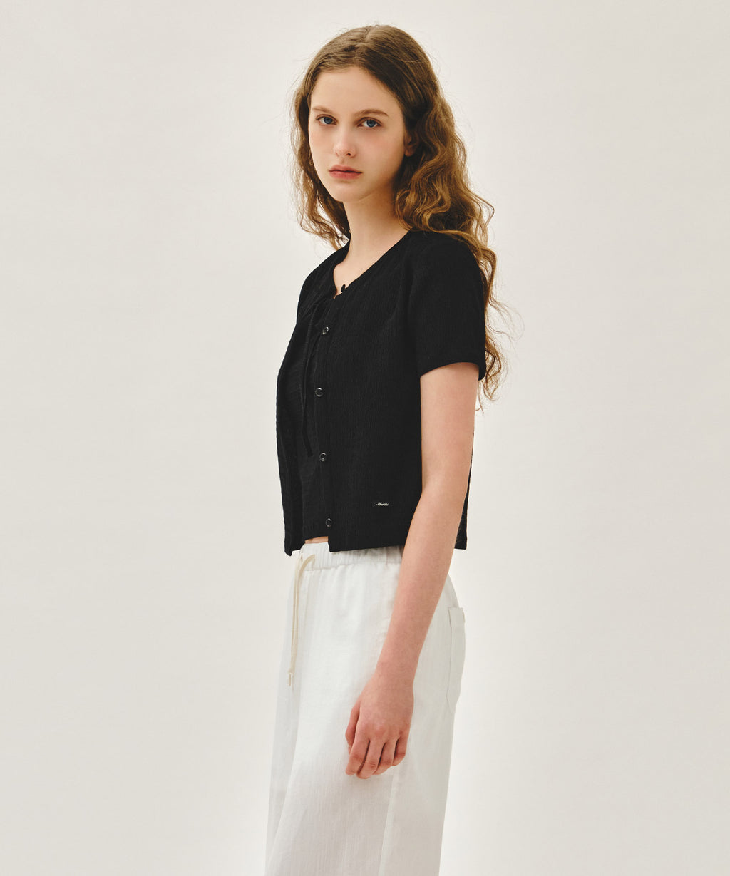Marithe & Francois Girbaud - Crinkle Sleeveless + Cardigan Set (Black) product image 3 | TRAB K-Fashion Australia