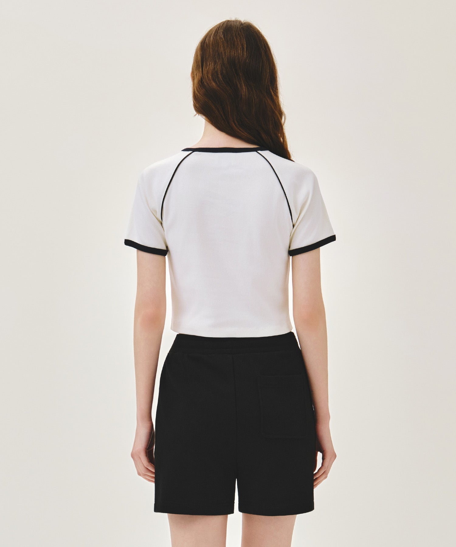 Marithe & Francois Girbaud - [Pre-order – Ships 24 Jun] Aerocool Small Classic Logo Ringer Slim Crop Tee (Ivory) product image 3 | TRAB K-Fashion Australia