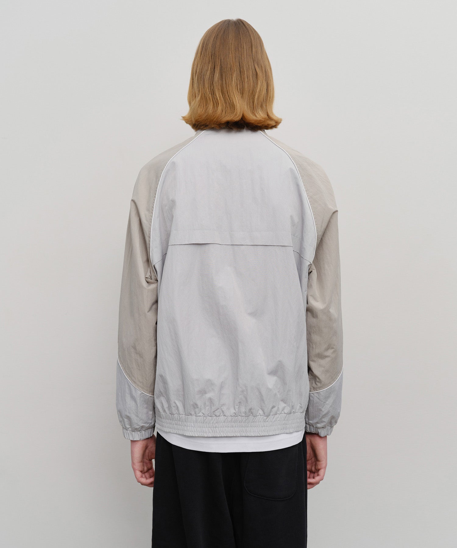 Marithe & Francois Girbaud - Color-block Highneck Windbreaker (Light Gray) product image 3 | TRAB K-Fashion Australia