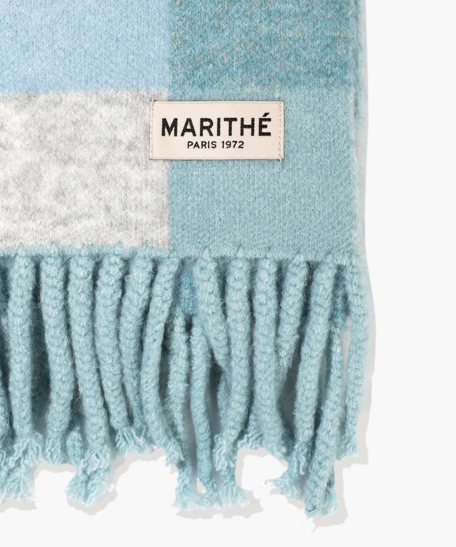 Marithe & Francois Girbaud - Fuzzy Check Knit Muffler (Teal) product image 3 | TRAB K-Fashion Australia
