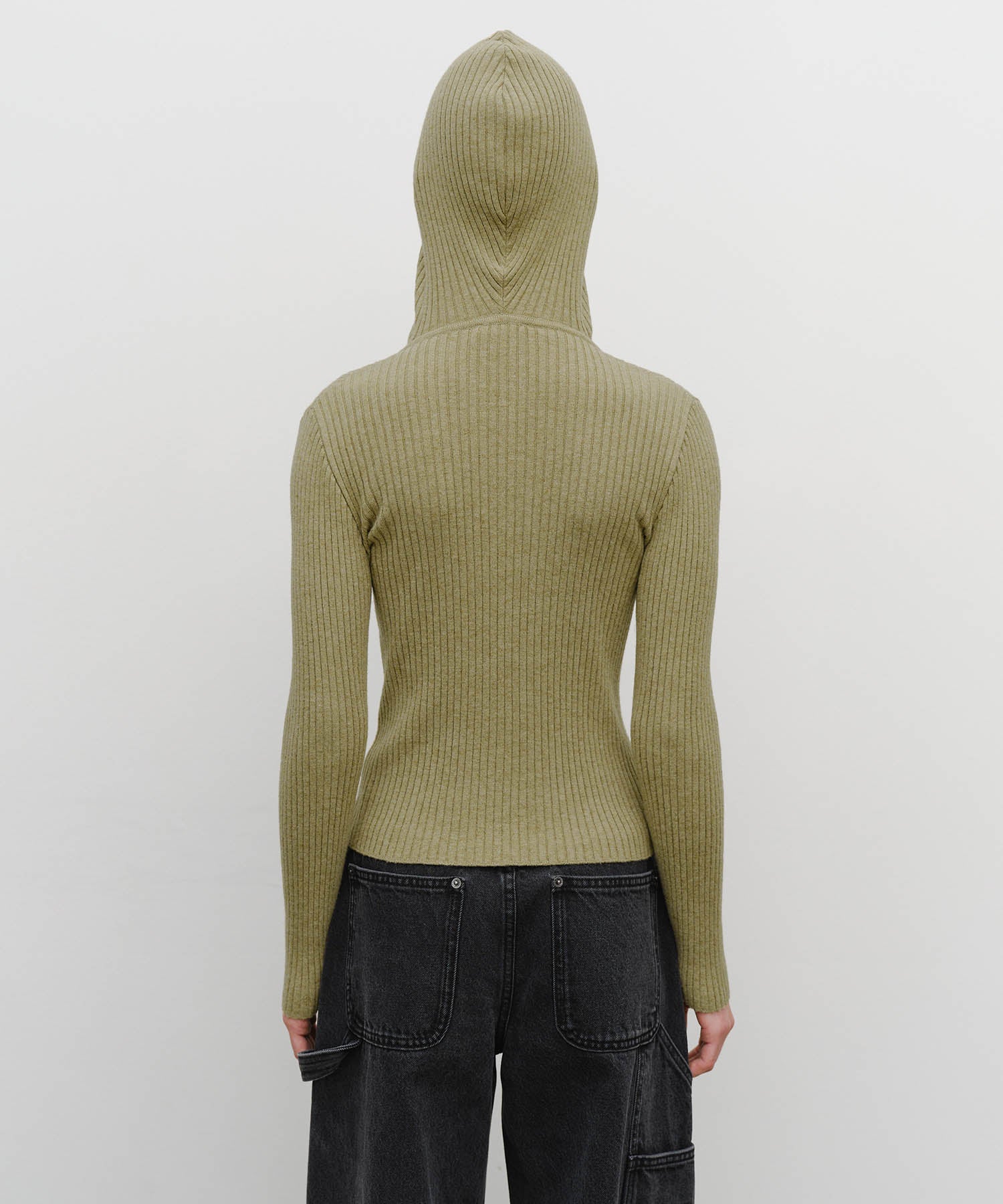 Marithe & Francois Girbaud - Balaclava Hoodie Slim Knit (Light Olive) product image 3 | TRAB K-Fashion Australia