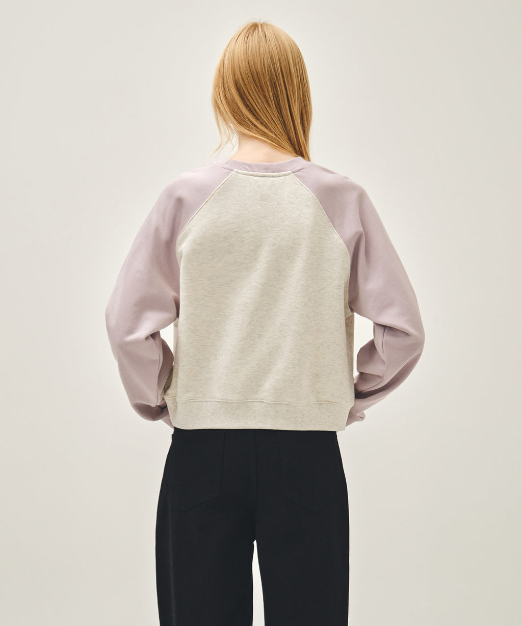 Marithe & Francois Girbaud - Block Classic Logo Raglan Crop Sweatshirt (Light Purple) product image 3 | TRAB K-Fashion Australia