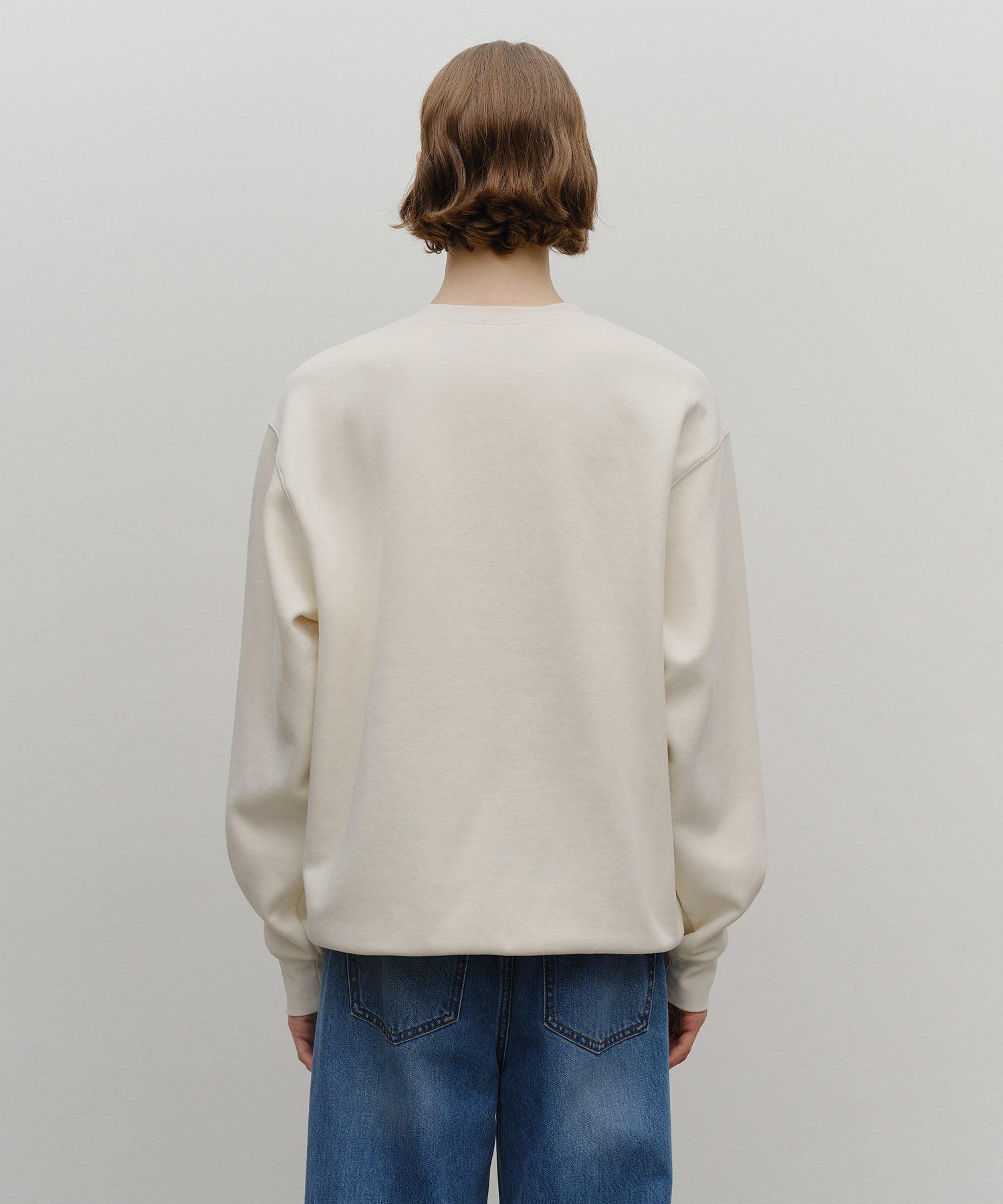 Marithe & Francois Girbaud - Classic Logo Embroidery Sweatshirt (brushed) (Cream) product image 3 | TRAB K-Fashion Australia