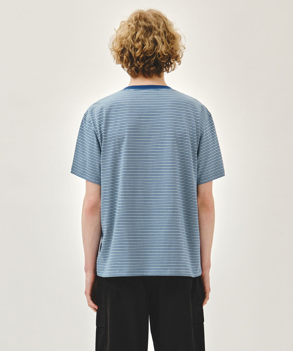 Marithe & Francois Girbaud - Small Classic Logo Stripe Ringer Tee (Blue) product image 3 | TRAB K-Fashion Australia