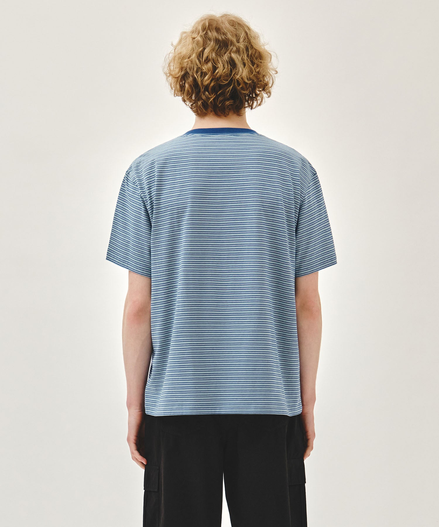 Marithe & Francois Girbaud - Small Classic Logo Stripe Ringer Tee (Blue) product image 3 | TRAB K-Fashion Australia