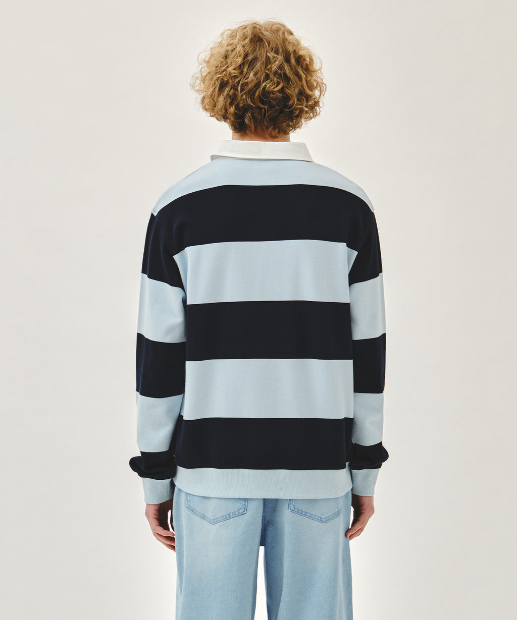 Marithe & Francois Girbaud - Small Classic Logo Rugby Stripe Sweatshirt (Navy) product image 3 | TRAB K-Fashion Australia