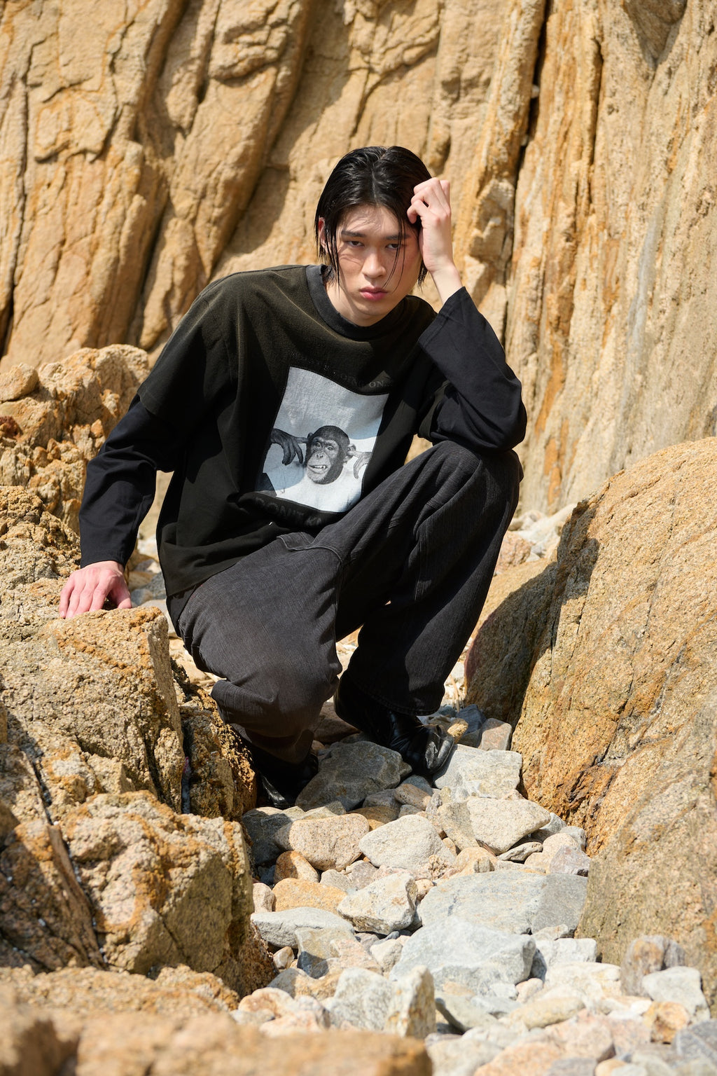 STU - Monkey T-shirt (Black) product image 7 | TRAB K-Fashion Australia