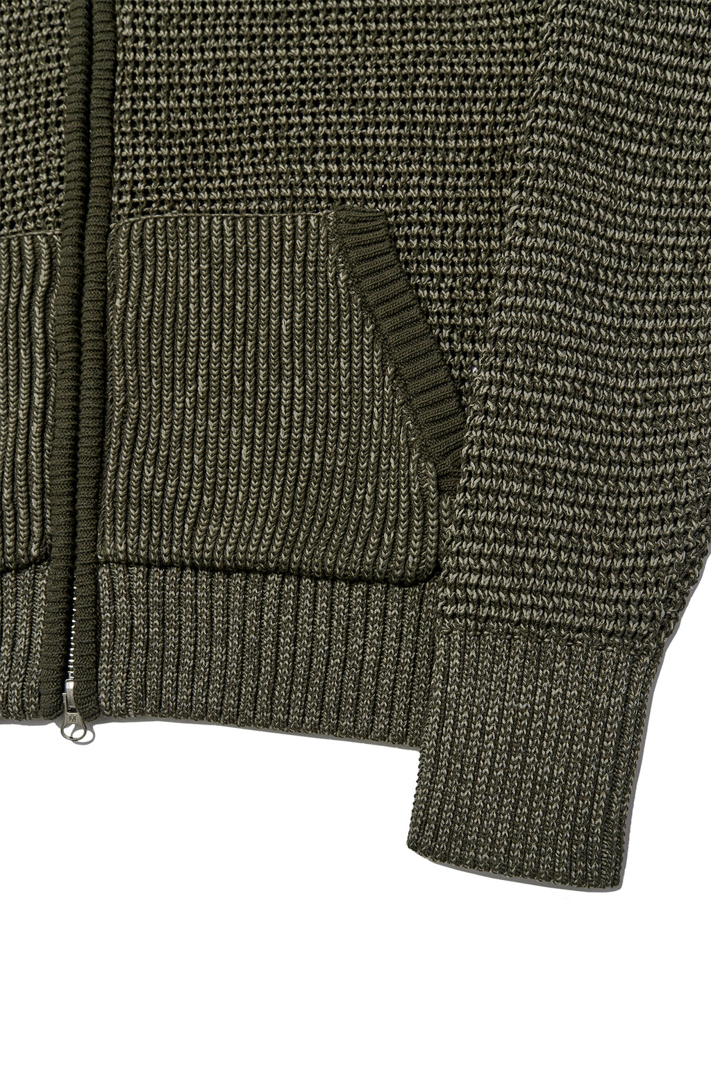 Matin Kim - Two Tone Mesh Knit Hoody Zip Up (Khaki) product image 4 | TRAB K-Fashion Australia