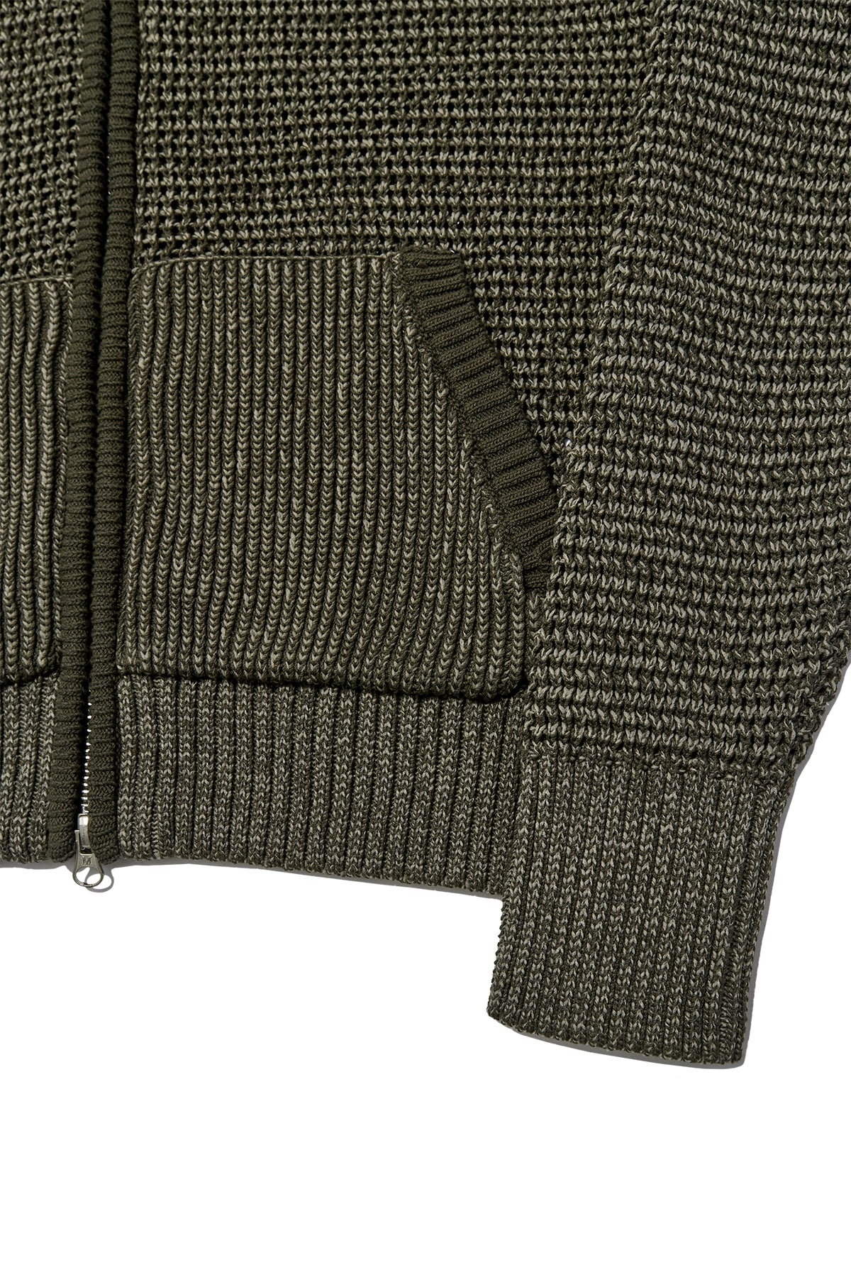 Matin Kim - Two Tone Mesh Knit Hoody Zip Up (Khaki) product image 4 | TRAB K-Fashion Australia