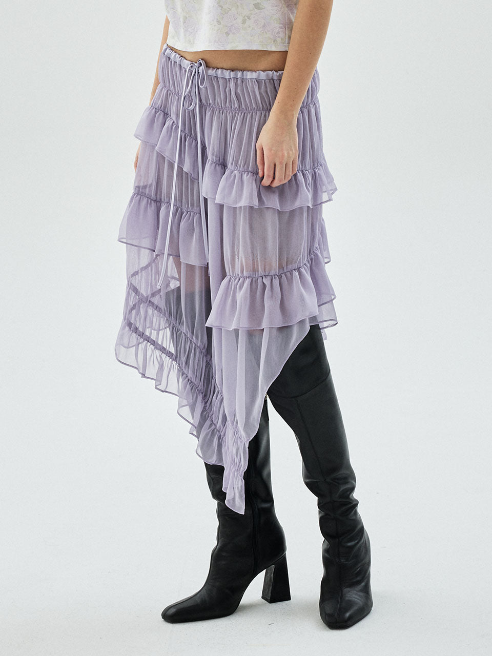Mardi Mercredi - Chiffon Midi Skirt Frill (Lavender) product image 1 | TRAB K-Fashion Australia