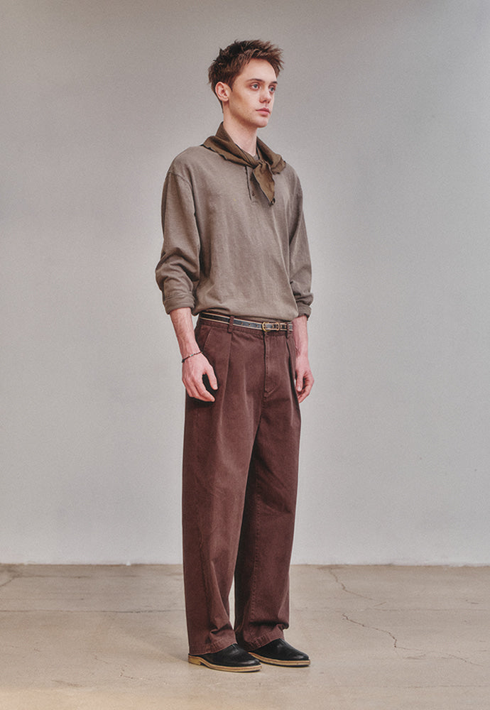 Art if acts - One Tuck Chino Pants (Brown) product image 5 | TRAB K-Fashion Australia