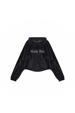 Matin Kim - Matin Crop Hoody Coating Jumper (Black) product image 1 | TRAB K-Fashion Australia