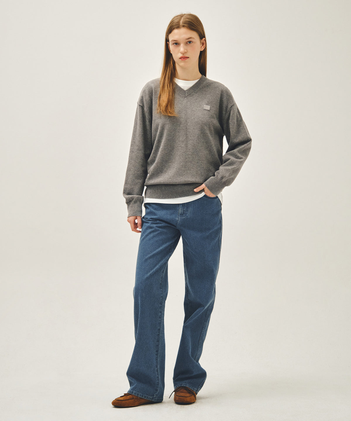 Marithe & Francois Girbaud - V-neck Knit Pullover (Heather Gray) product image 4 | TRAB K-Fashion Australia