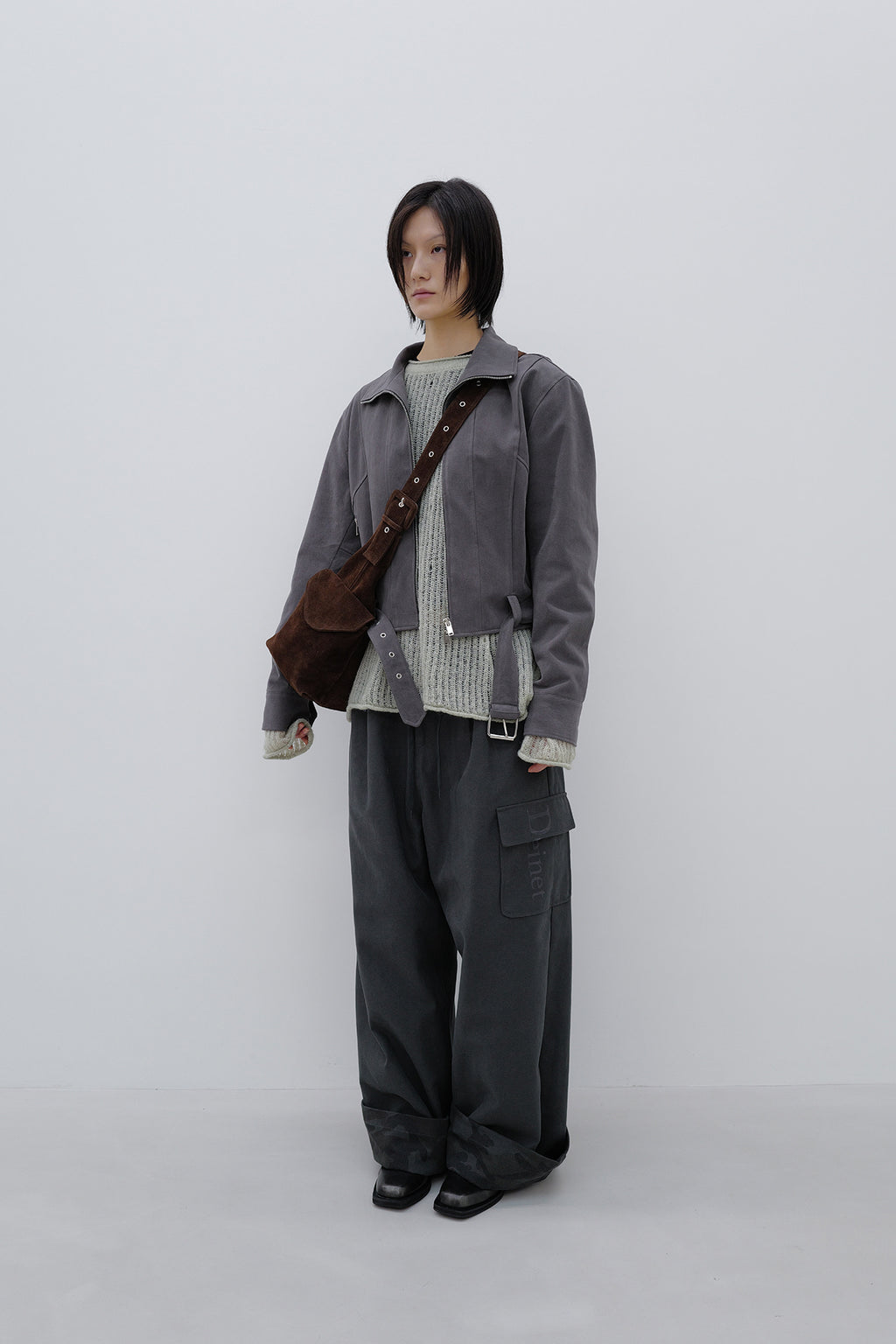 Deinet - Deinet Belted Cotton Jacket (Charcoal) product image 2 | TRAB K-Fashion Australia