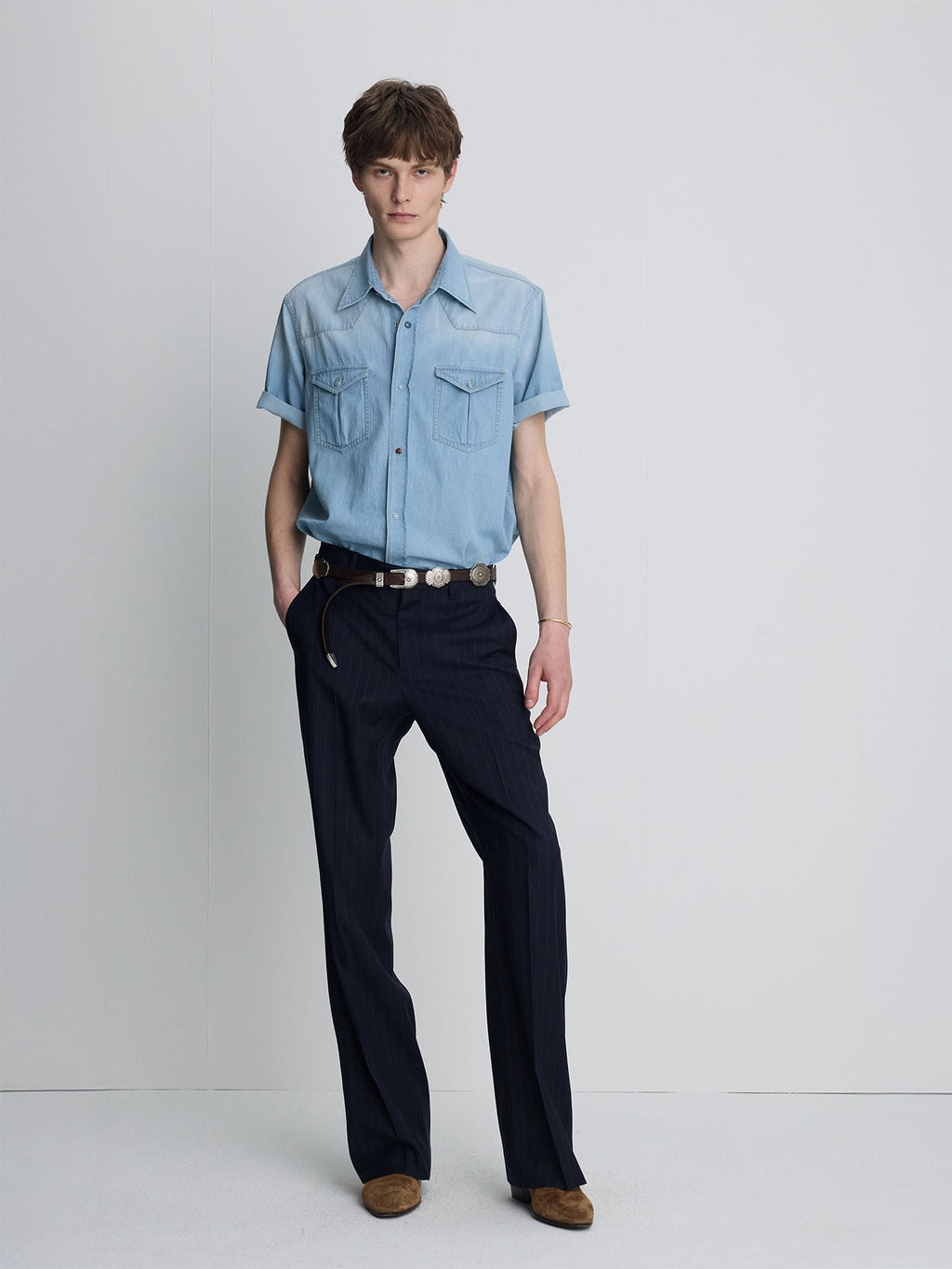 Tonywack - Tropical Wool Flared Trousers (Navy Stripe) product image 4 | TRAB K-Fashion Australia