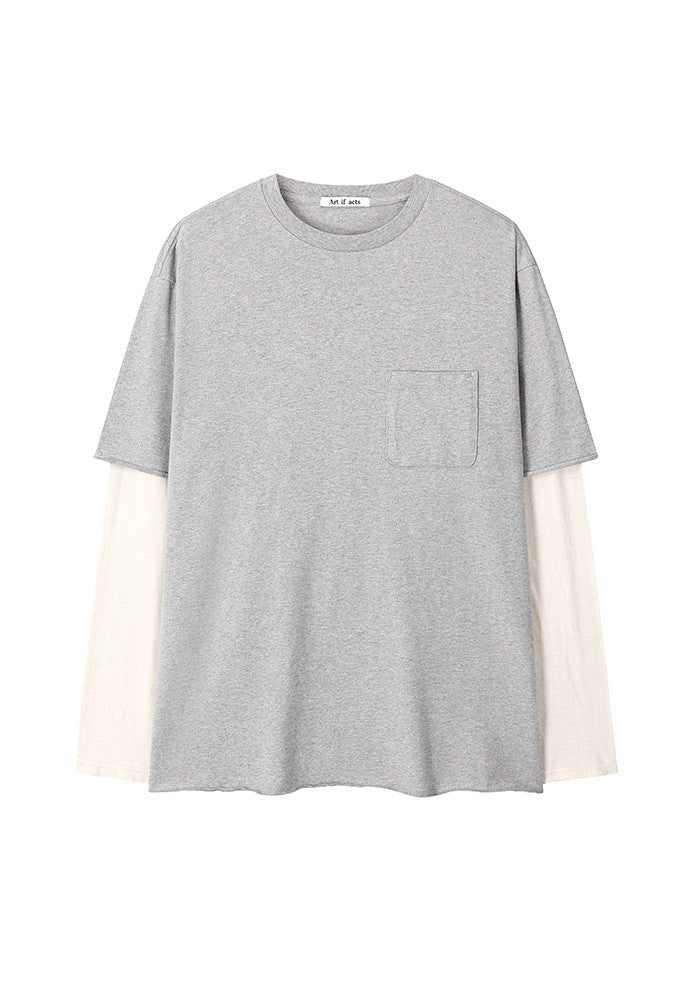 Art if acts - Layered Long Sleeve (Grey/Cream) product image 6 | TRAB K-Fashion Australia