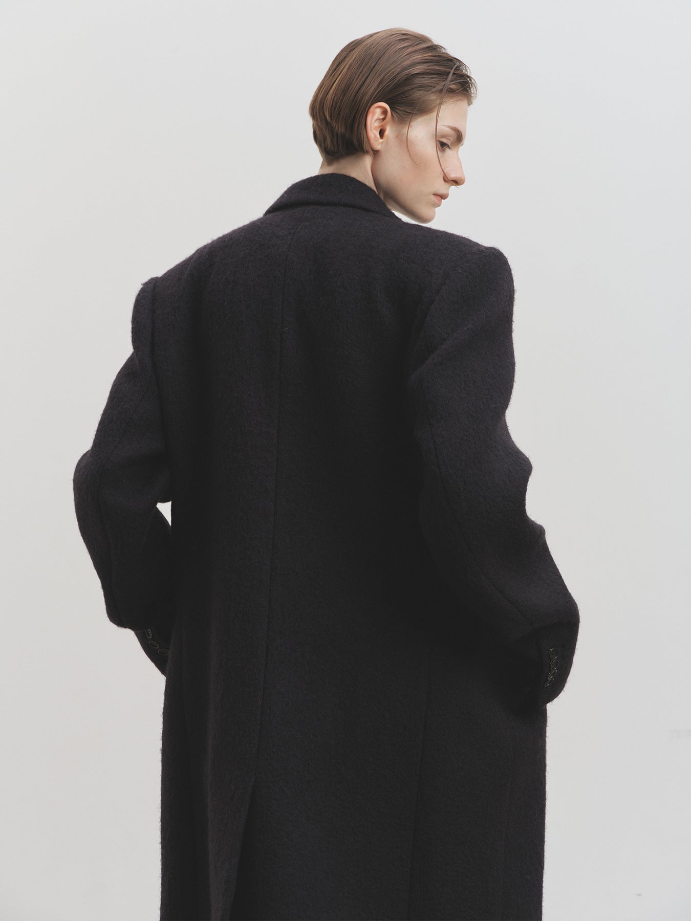 Tonywack - Soft Wool Alpaca Double-Breasted Coat (Black) product image 7 | TRAB K-Fashion Australia