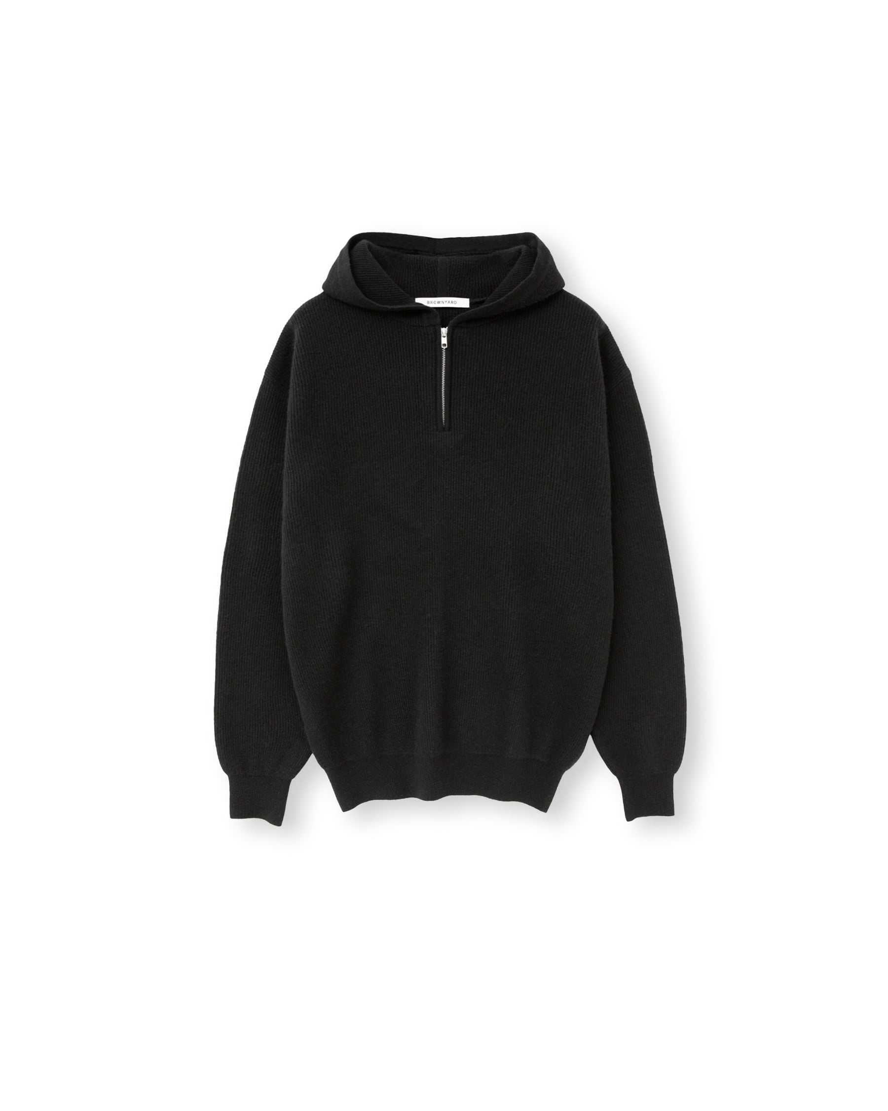 Brownyard - Cashmere Hood Half Zip Up (Black) product image 3 | TRAB K-Fashion Australia