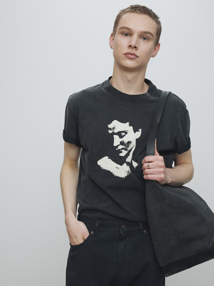 Tonywack - Portrait Garment Dyed T-Shirt (Faded Black) product image 1 | TRAB K-Fashion Australia