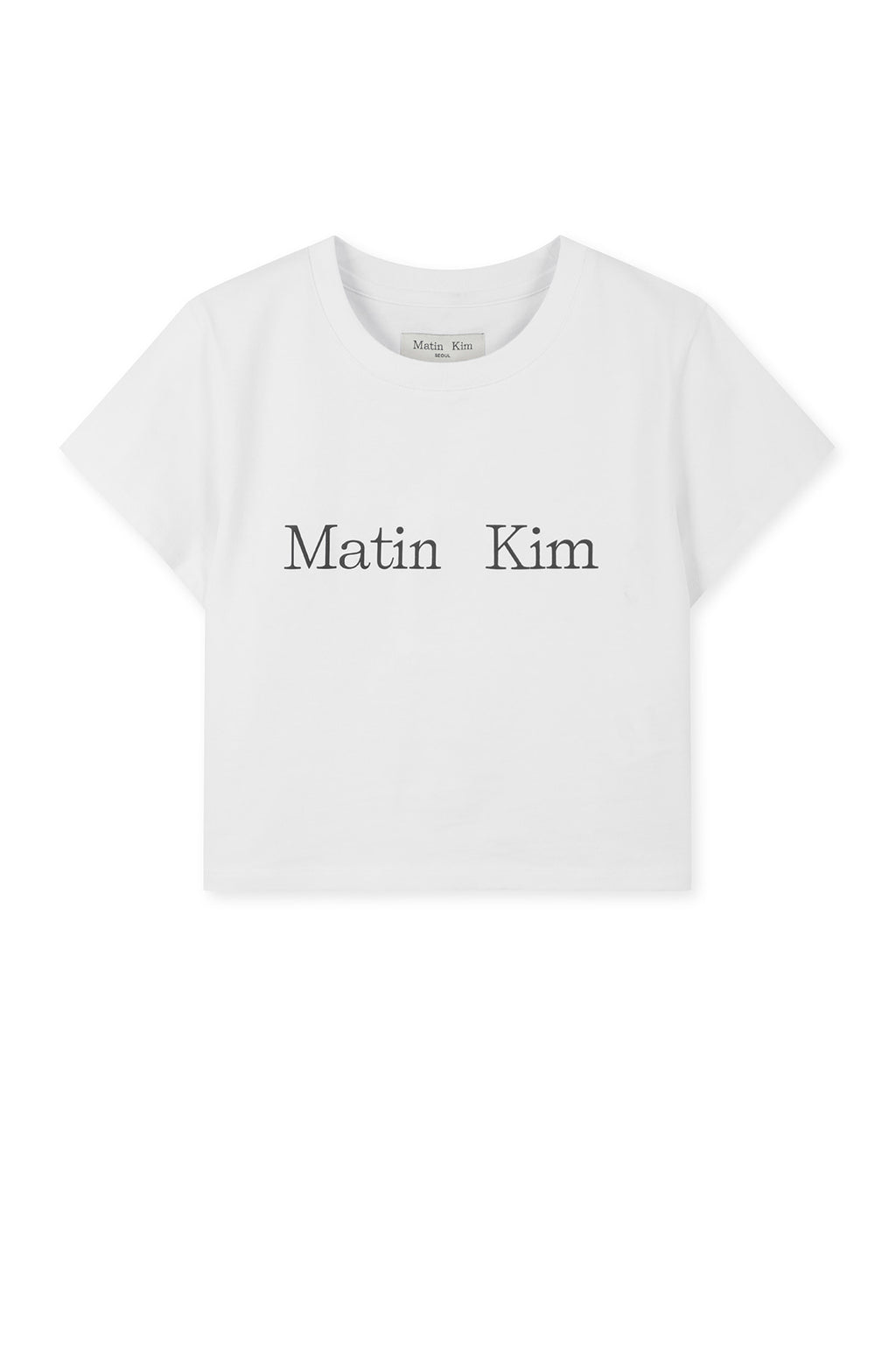 Matin Kim - [Pre-Order – Ships June 19] Matin Kim Logo Crop Top (White) product image 1 | TRAB K-Fashion Australia