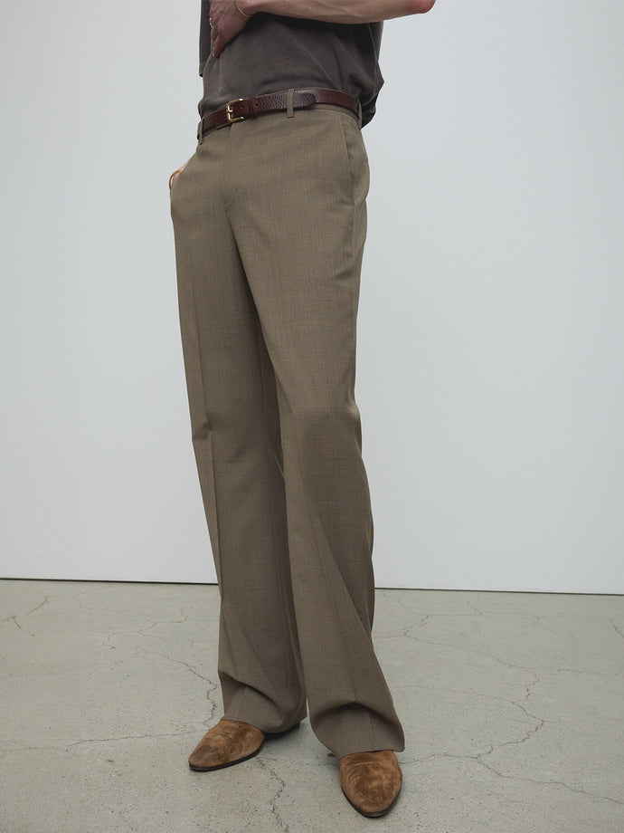 Tonywack - Light Wool Flared Trousers (Taupe Melange) product image 1 | TRAB K-Fashion Australia